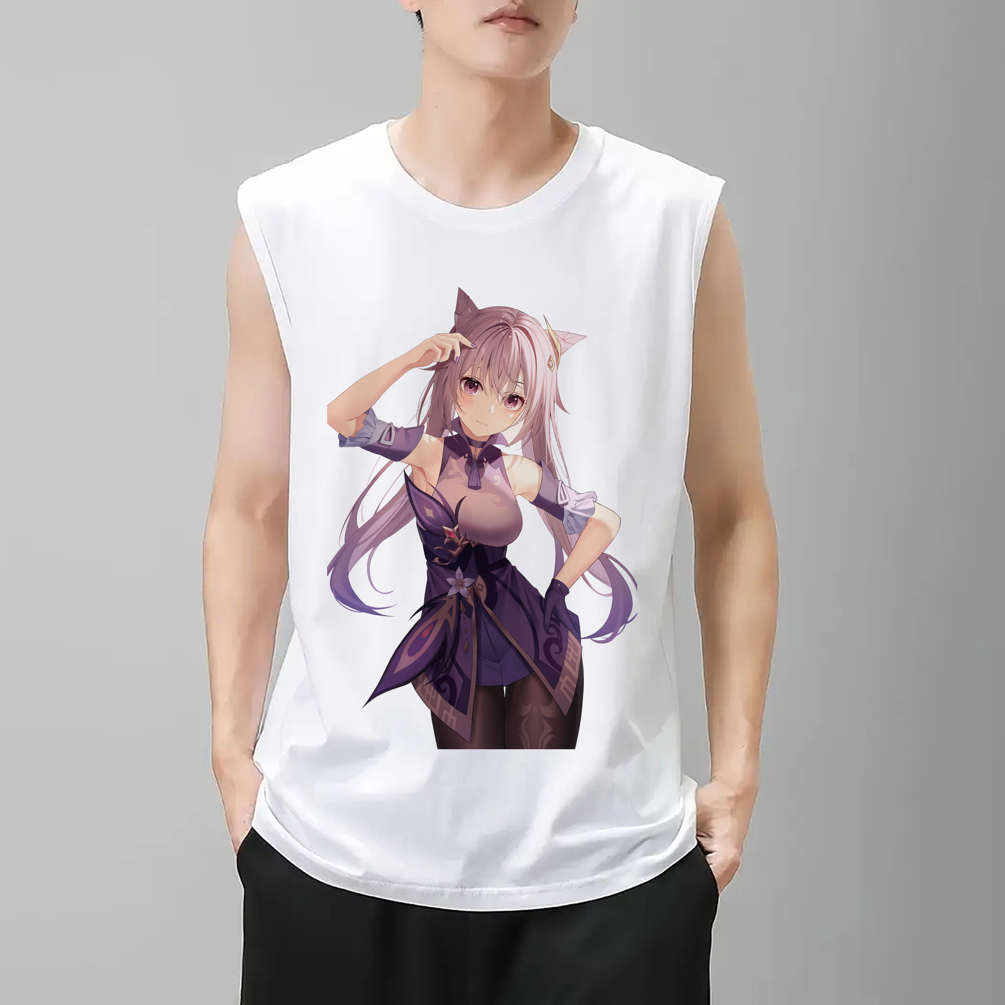 げんし神 刻晴 こくせい genshin Kokusei コットン100％タンクトップ（フロントプリント）