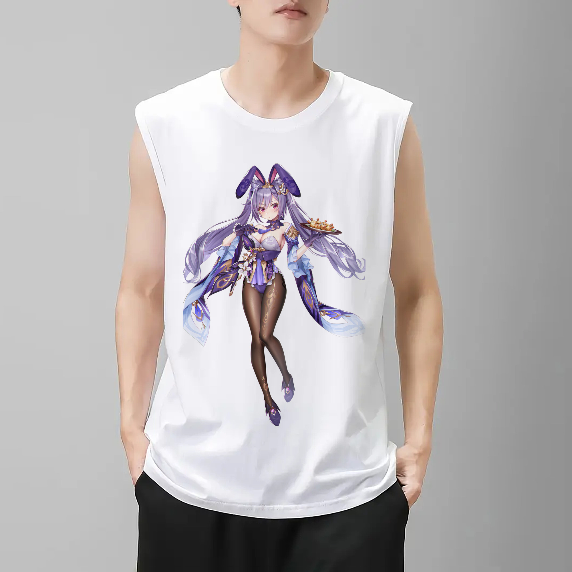 げんし神 刻晴 こくせい genshin Kokusei コットン100％タンクトップ（フロントプリント）