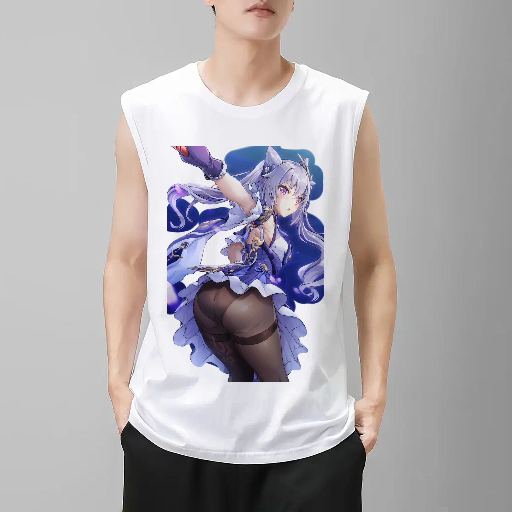 げんし神 刻晴 こくせい genshin Kokusei コットン100％タンクトップ（フロントプリント）