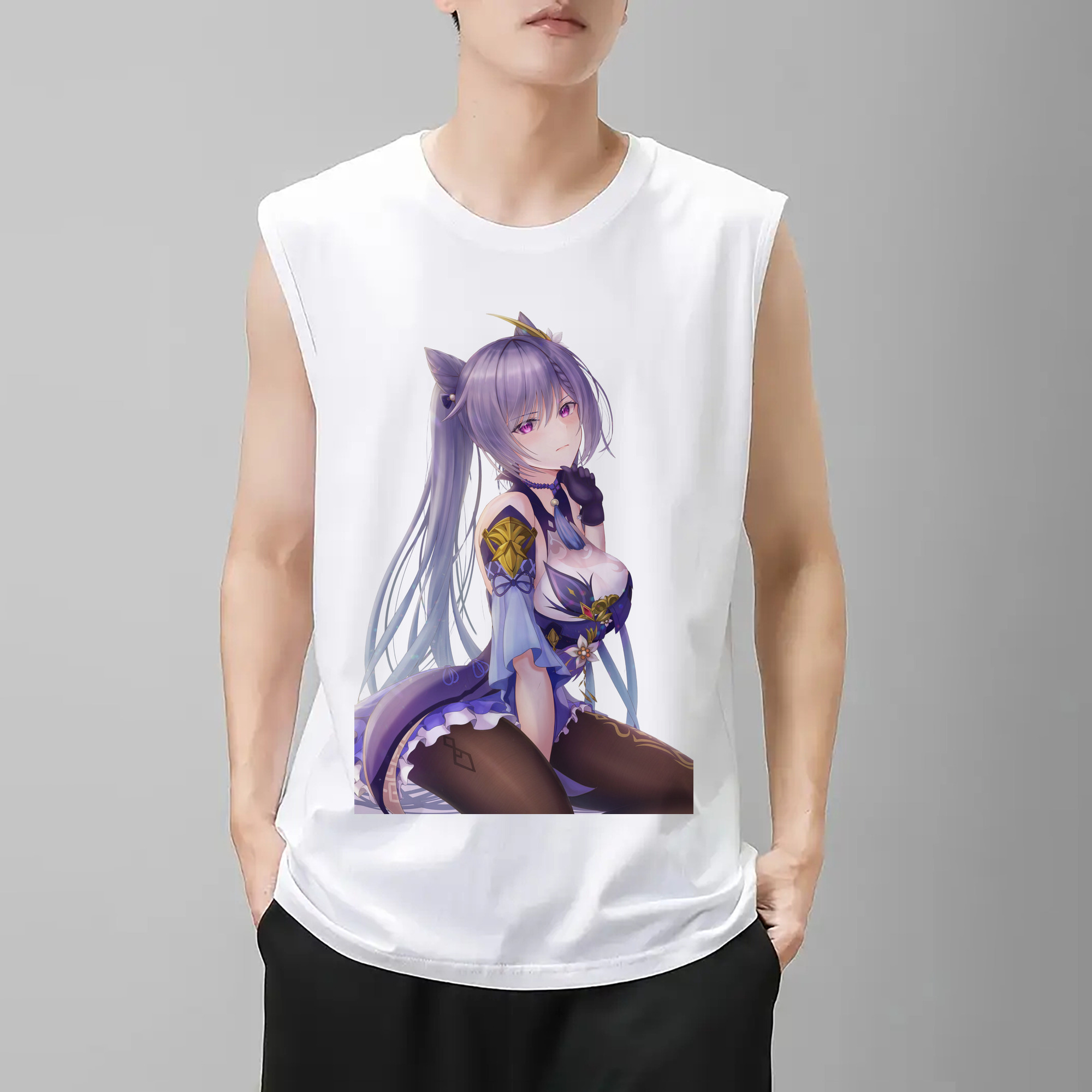 げんし神 刻晴 こくせい genshin Kokusei コットン100％タンクトップ（フロントプリント）