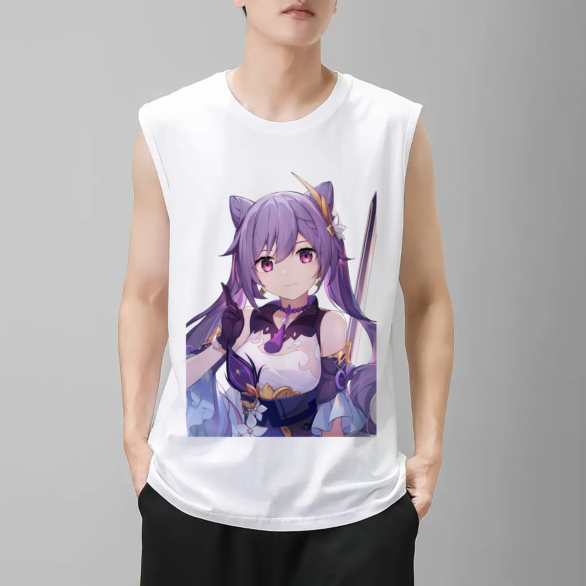 げんし神 刻晴 こくせい genshin Kokusei コットン100％タンクトップ（フロントプリント）