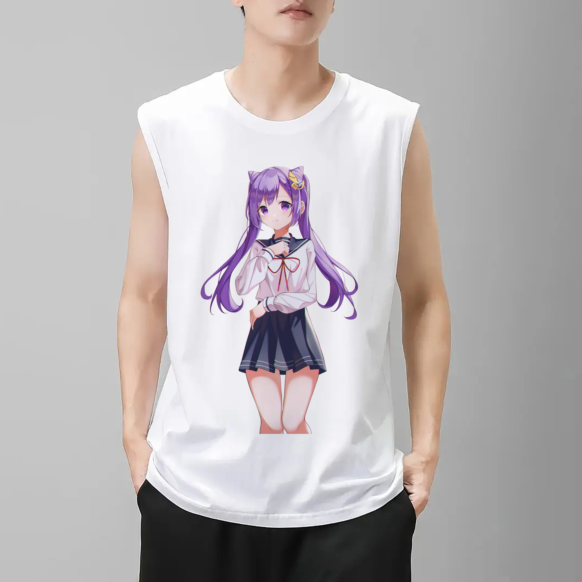 げんし神 刻晴 こくせい genshin Kokusei コットン100％タンクトップ（フロントプリント）