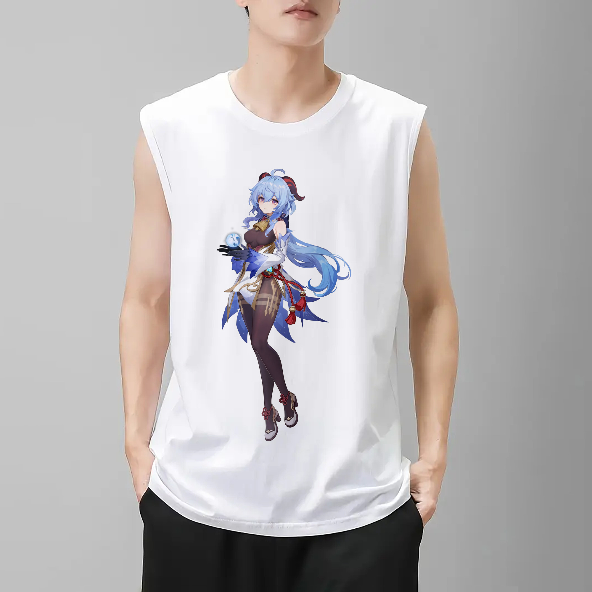げんし神 甘雨 かんう genshin Ganyu コットン100％タンクトップ（フロントプリント）