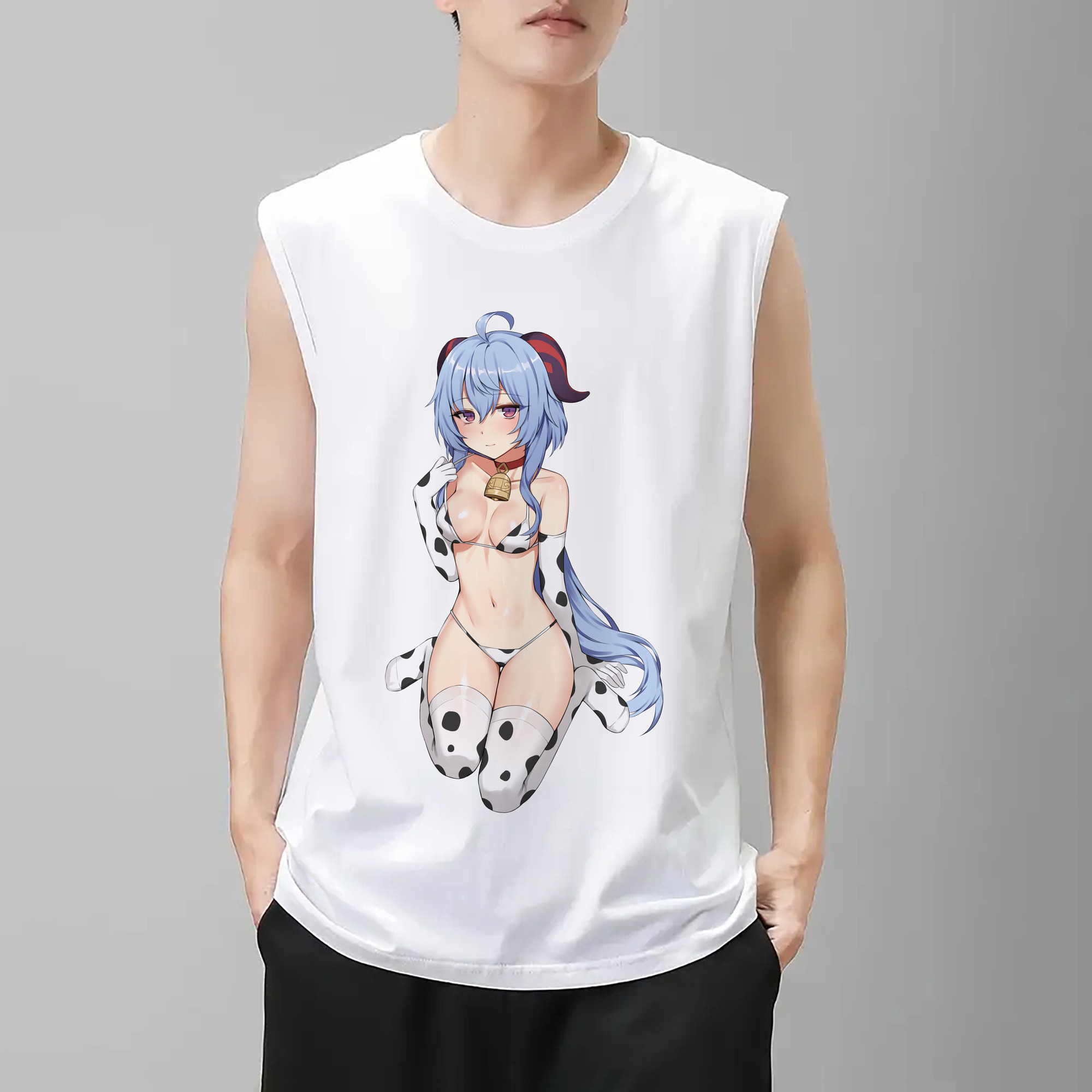 げんし神 甘雨 かんう genshin Ganyu コットン100％タンクトップ（フロントプリント）