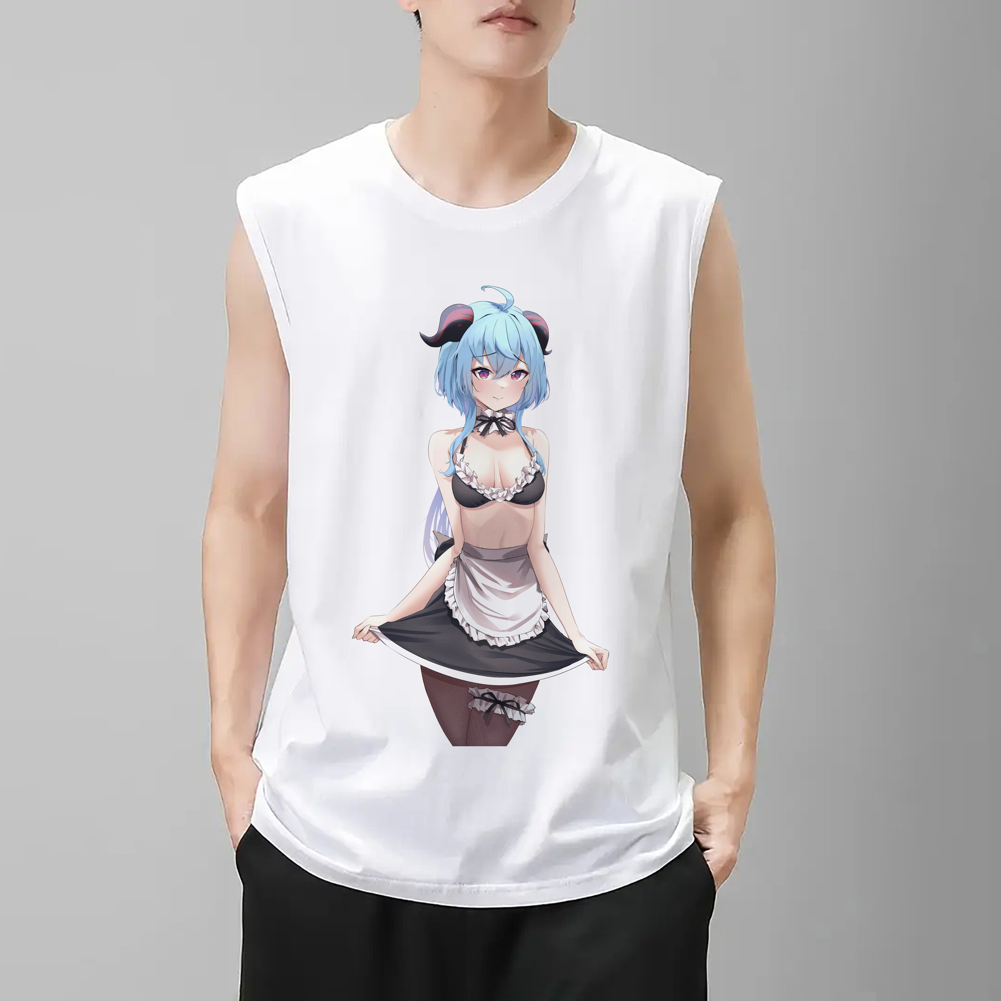 げんし神 甘雨 かんう genshin Ganyu コットン100％タンクトップ（フロントプリント）