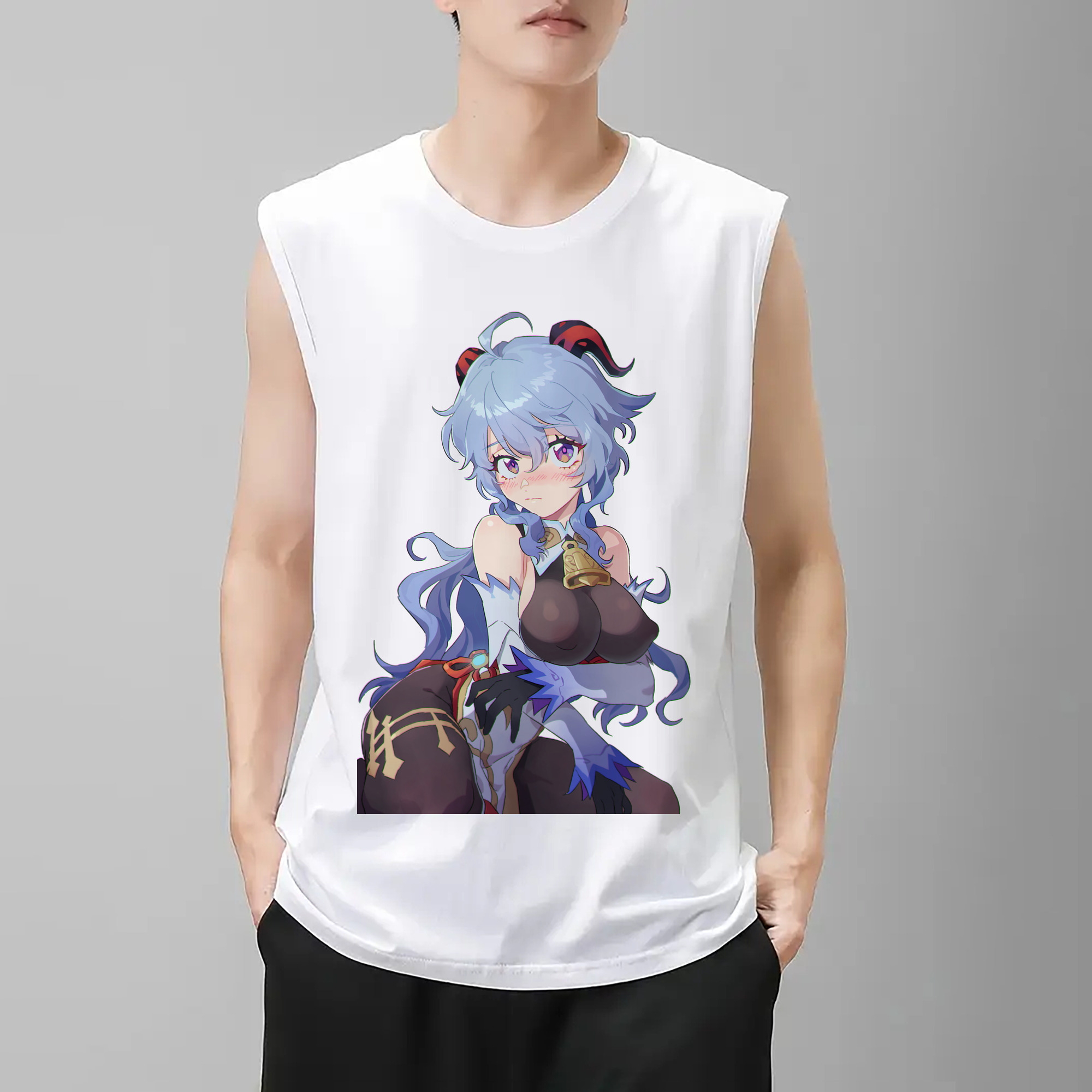 げんし神 甘雨 かんう genshin Ganyu コットン100％タンクトップ（フロントプリント）