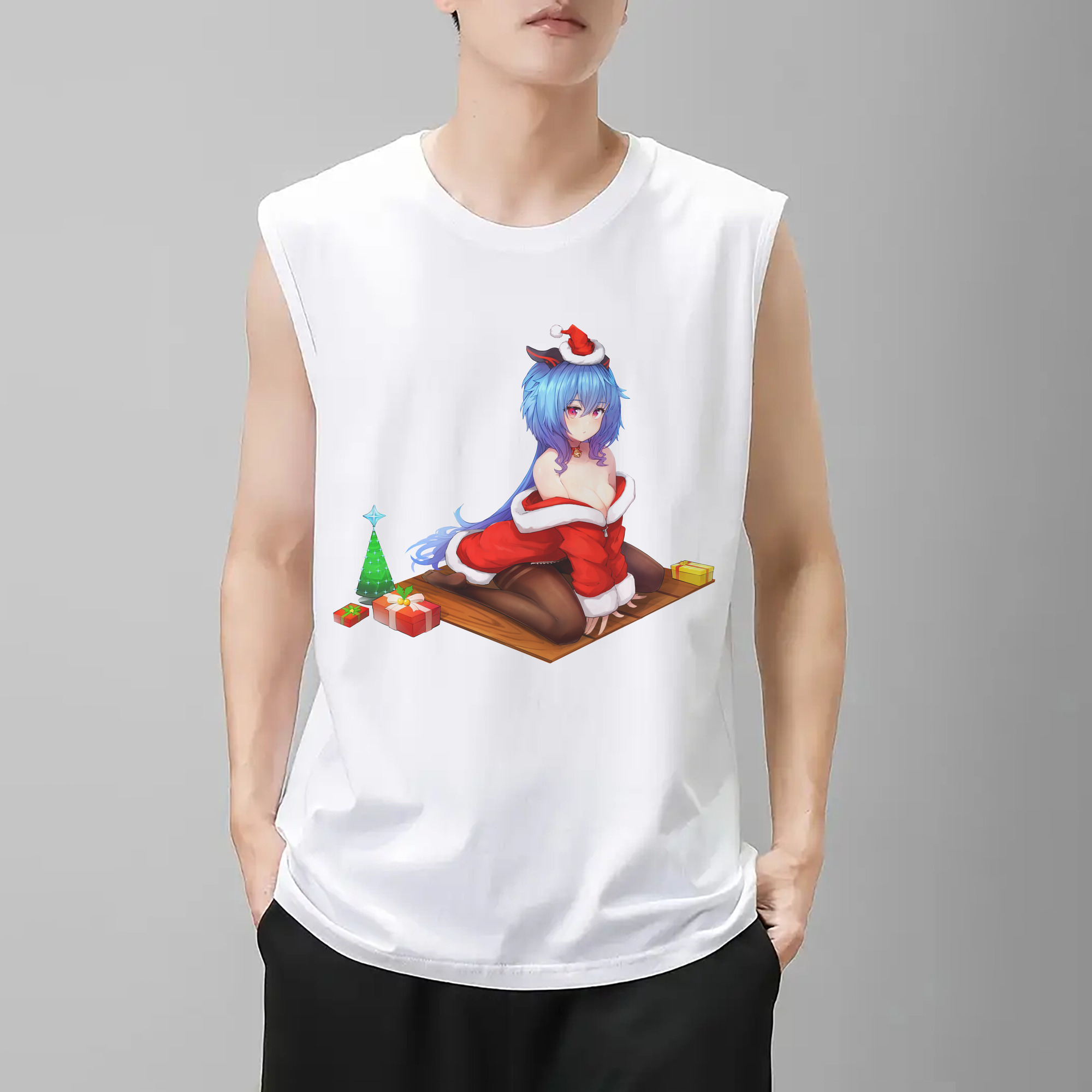 げんし神 甘雨 かんう genshin Ganyu コットン100％タンクトップ（フロントプリント）