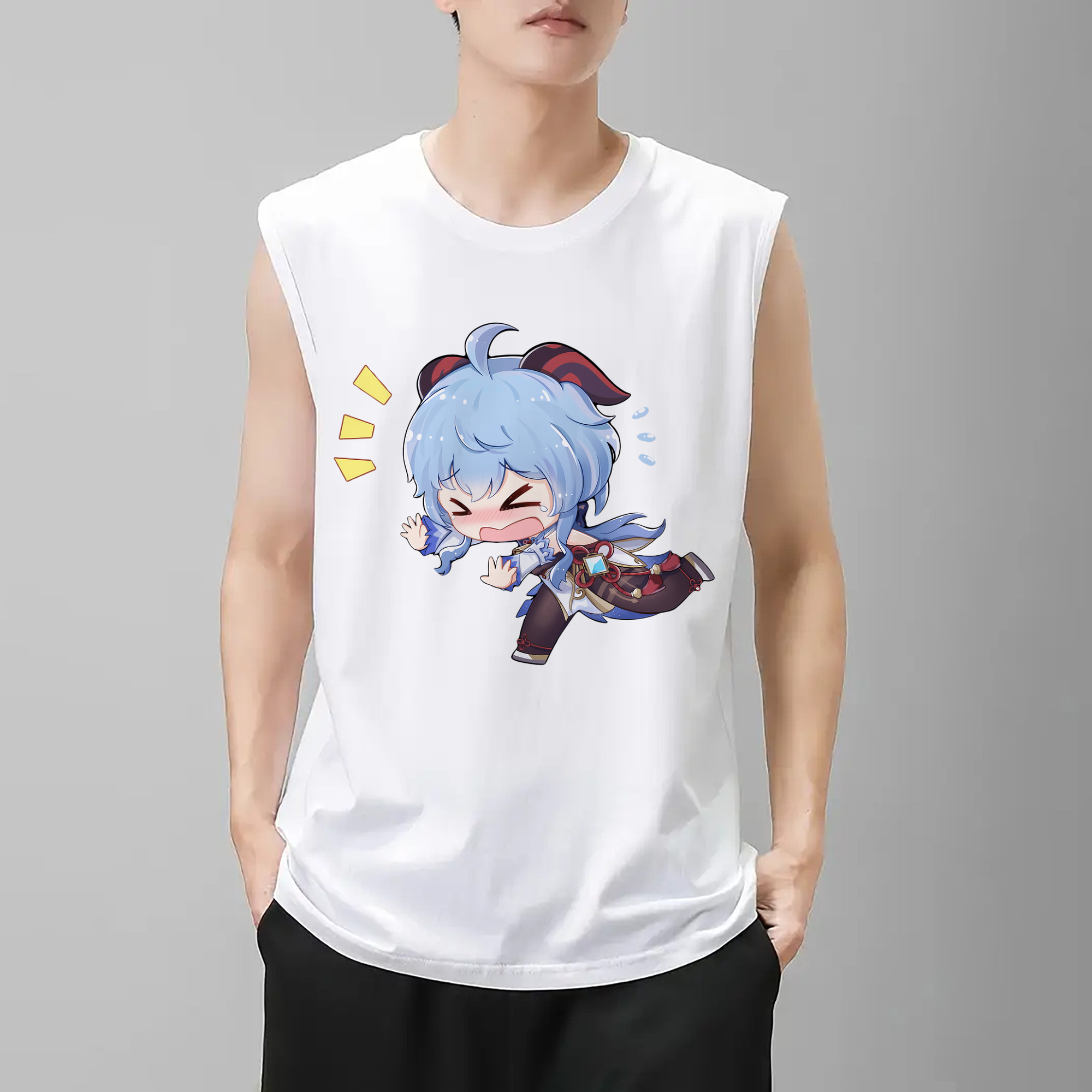 げんし神 甘雨 かんう genshin Ganyu コットン100％タンクトップ（フロントプリント）