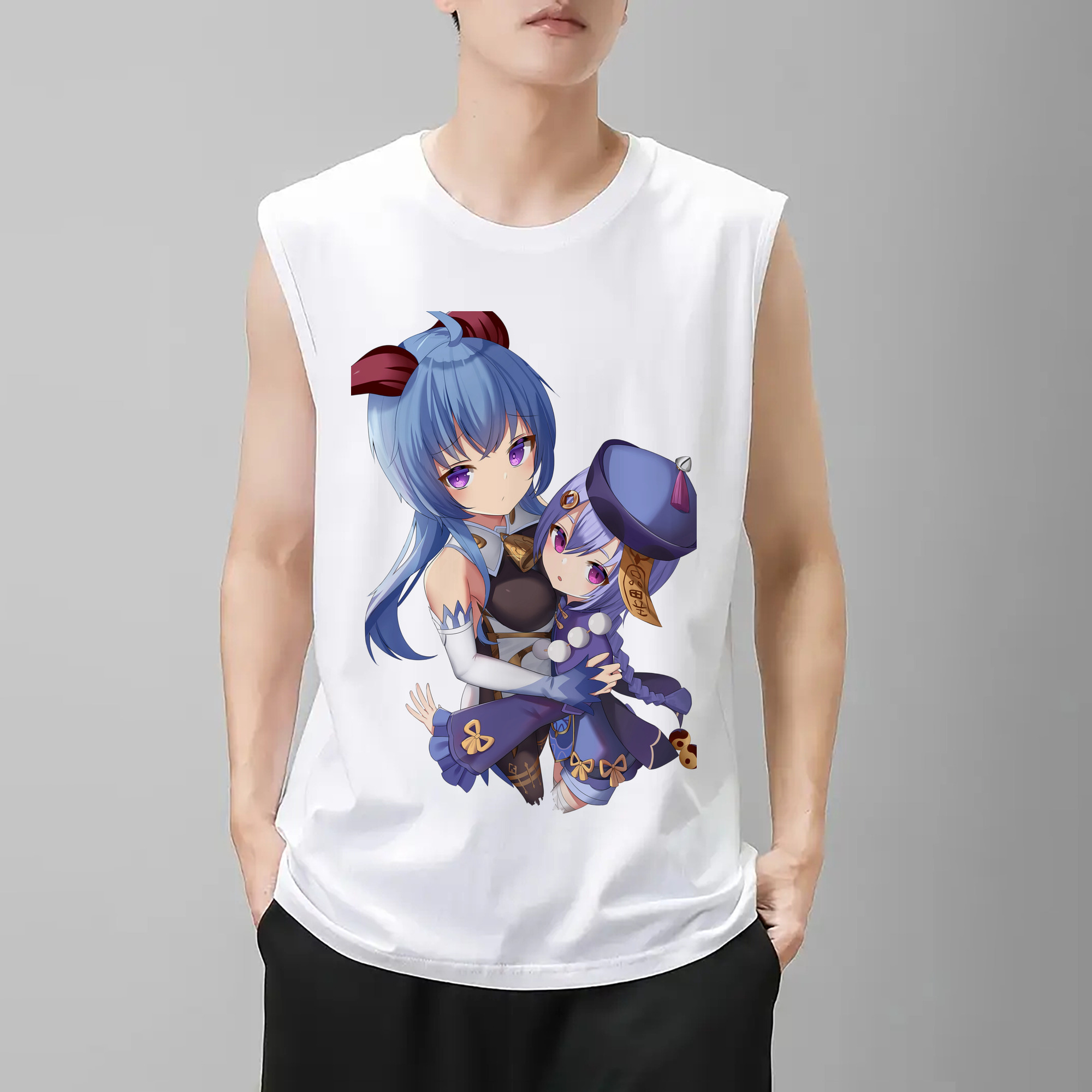 げんし神 甘雨 かんう genshin Ganyu コットン100％タンクトップ（フロントプリント）
