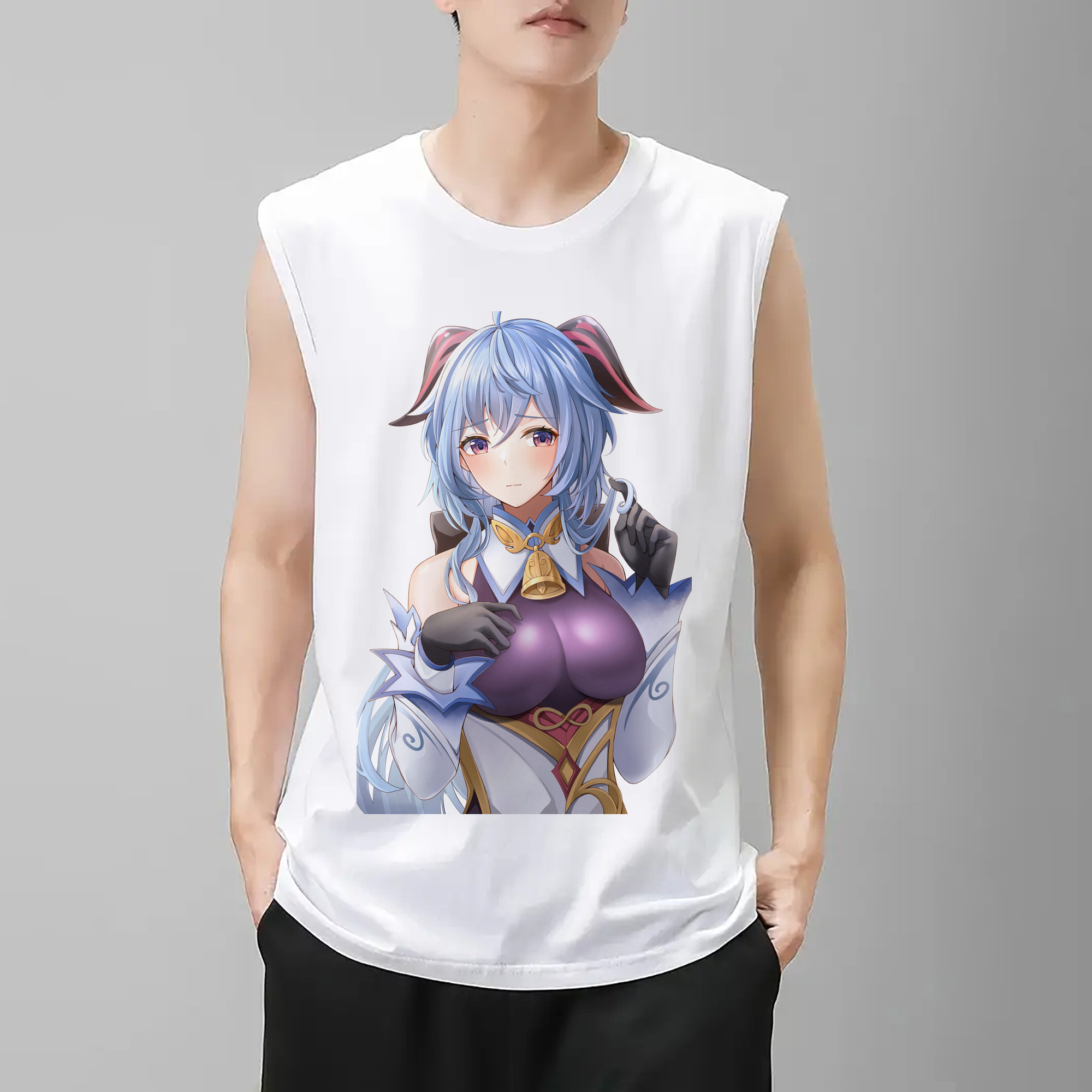 げんし神 甘雨 かんう genshin Ganyu コットン100％タンクトップ（フロントプリント）