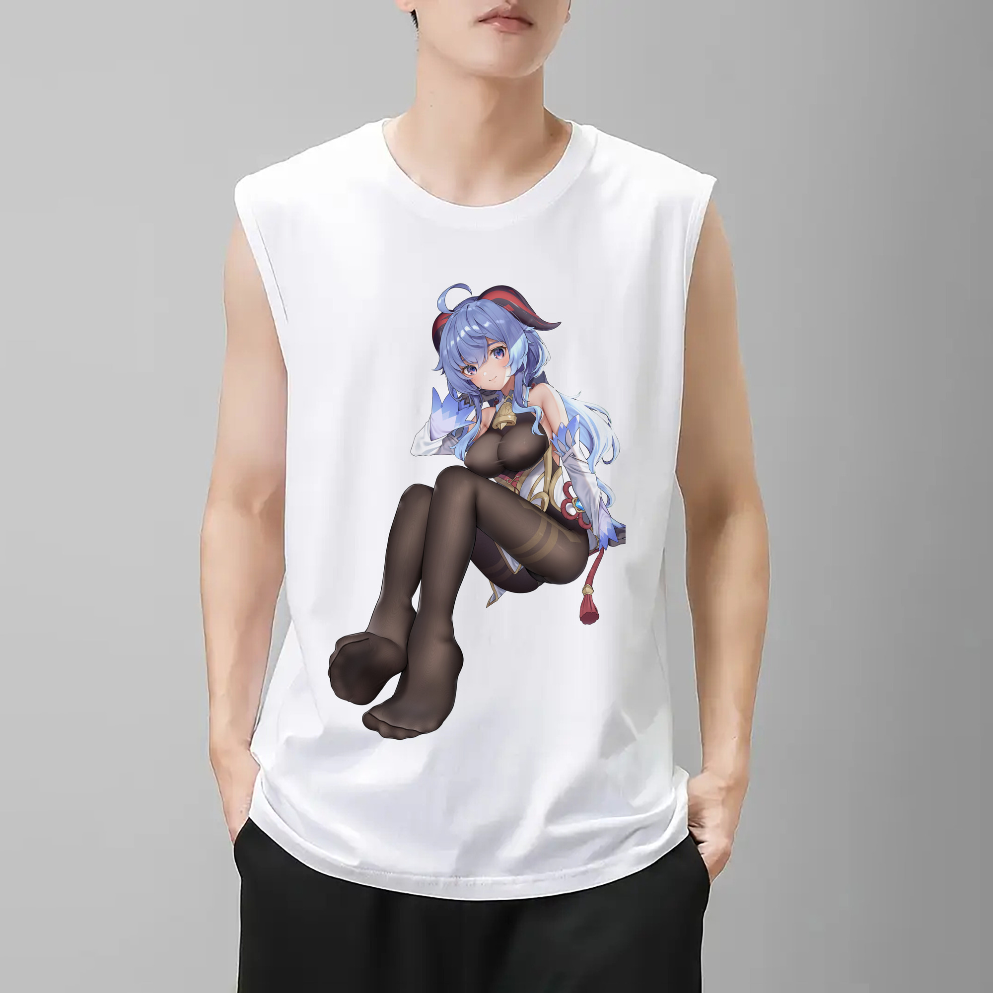 げんし神 甘雨 かんう genshin Ganyu コットン100％タンクトップ（フロントプリント）