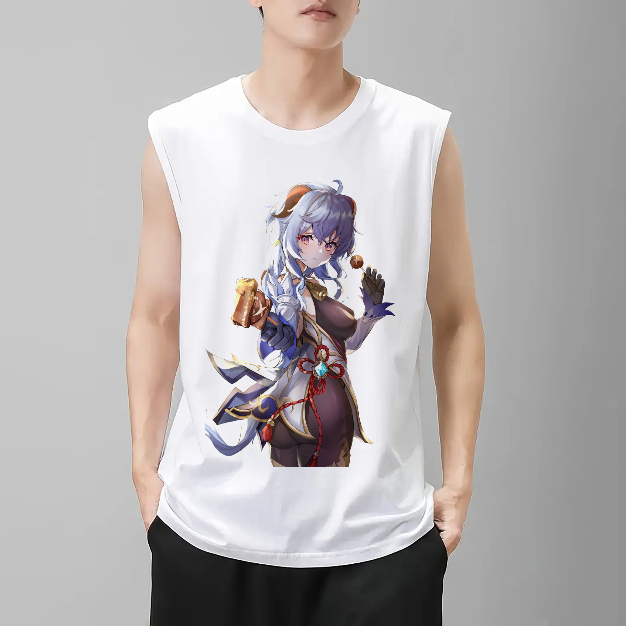 げんし神 甘雨 かんう genshin Ganyu コットン100％タンクトップ（フロントプリント）