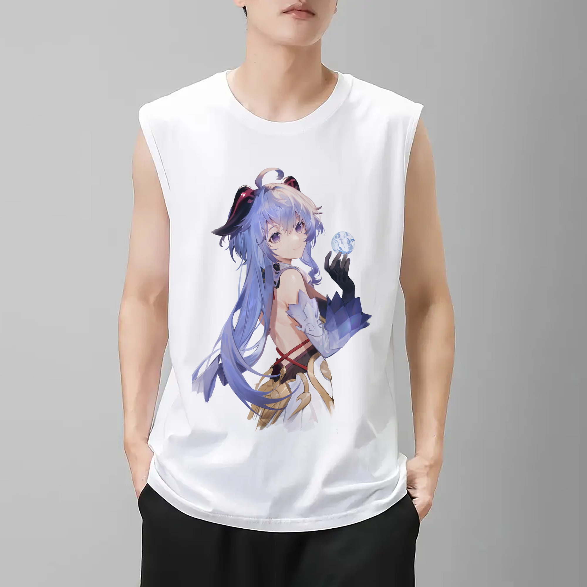 げんし神 甘雨 かんう genshin Ganyu コットン100％タンクトップ（フロントプリント）
