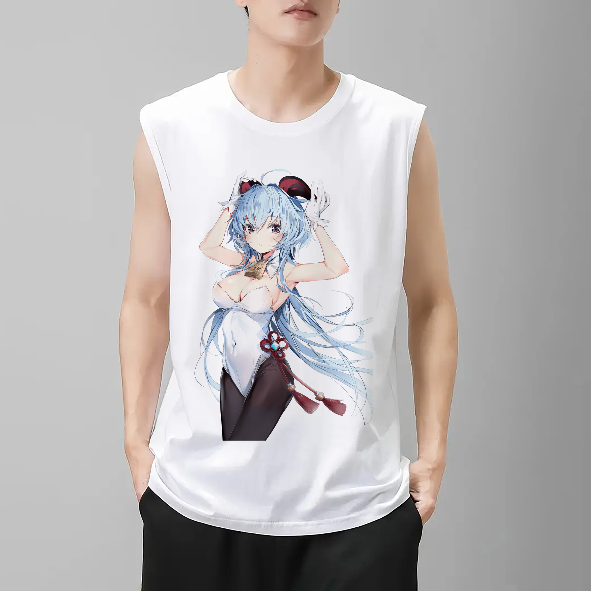げんし神 甘雨 かんう genshin Ganyu コットン100％タンクトップ（フロントプリント）