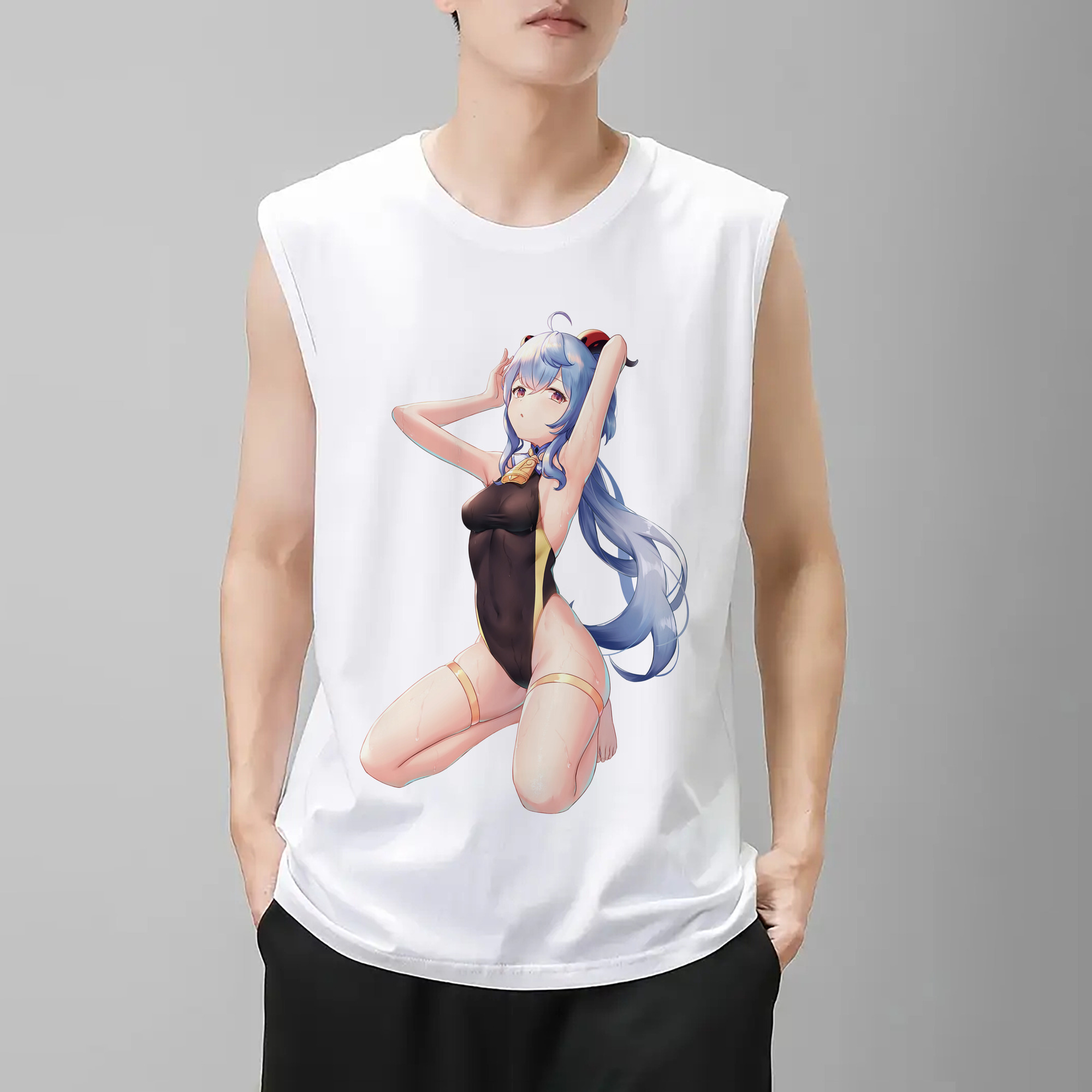 げんし神 甘雨 かんう genshin Ganyu コットン100％タンクトップ（フロントプリント）