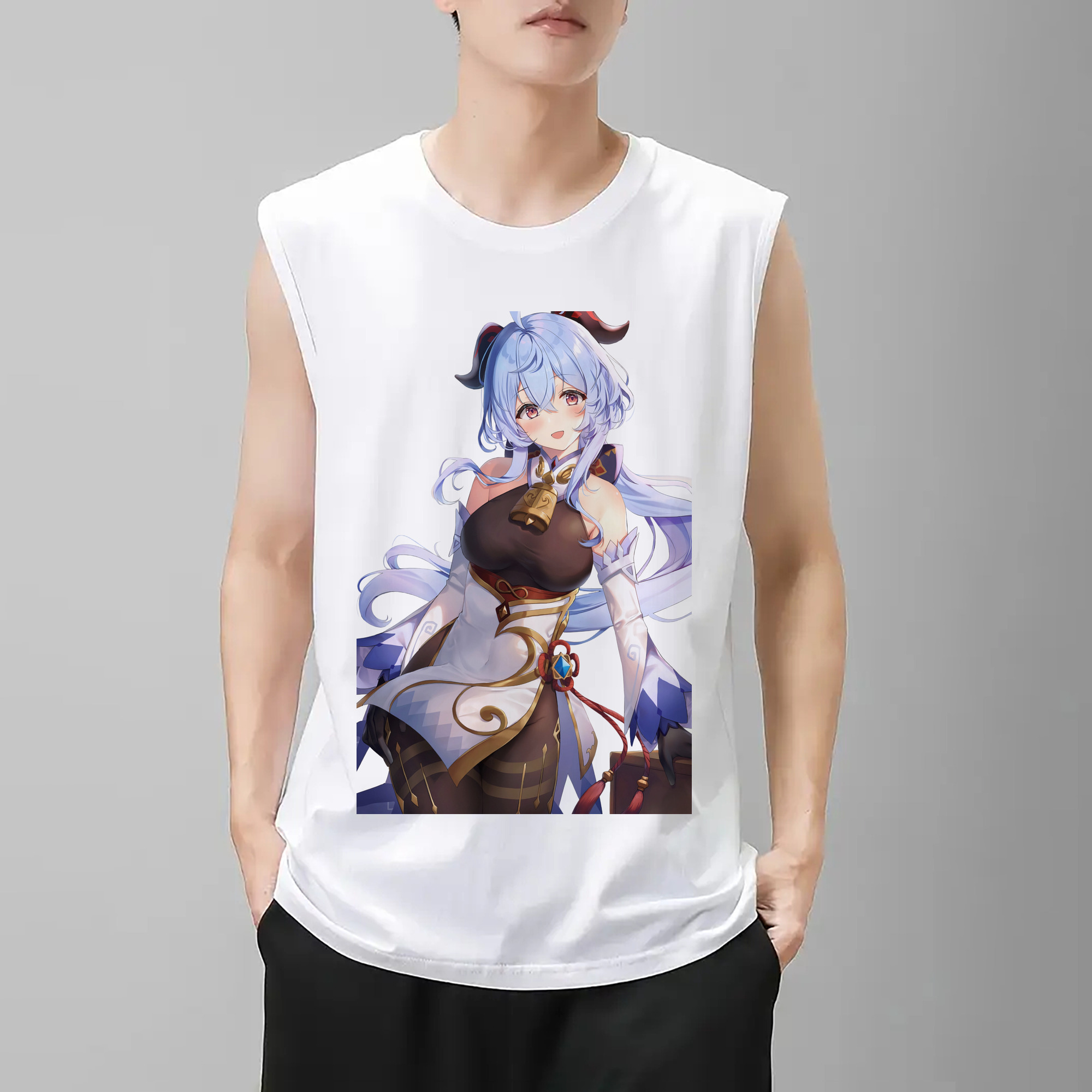 げんし神 甘雨 かんう genshin Ganyu コットン100％タンクトップ（フロントプリント）