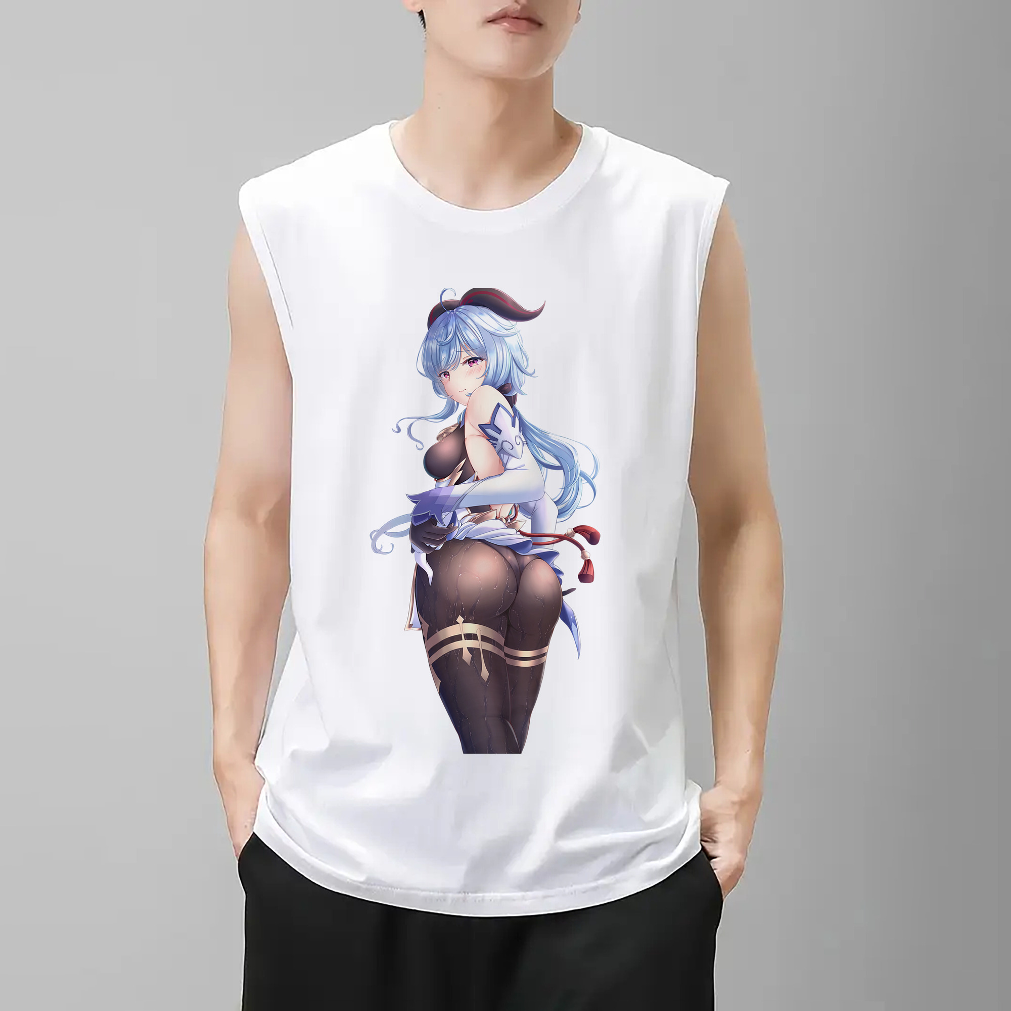 げんし神 甘雨 かんう genshin Ganyu コットン100％タンクトップ（フロントプリント）