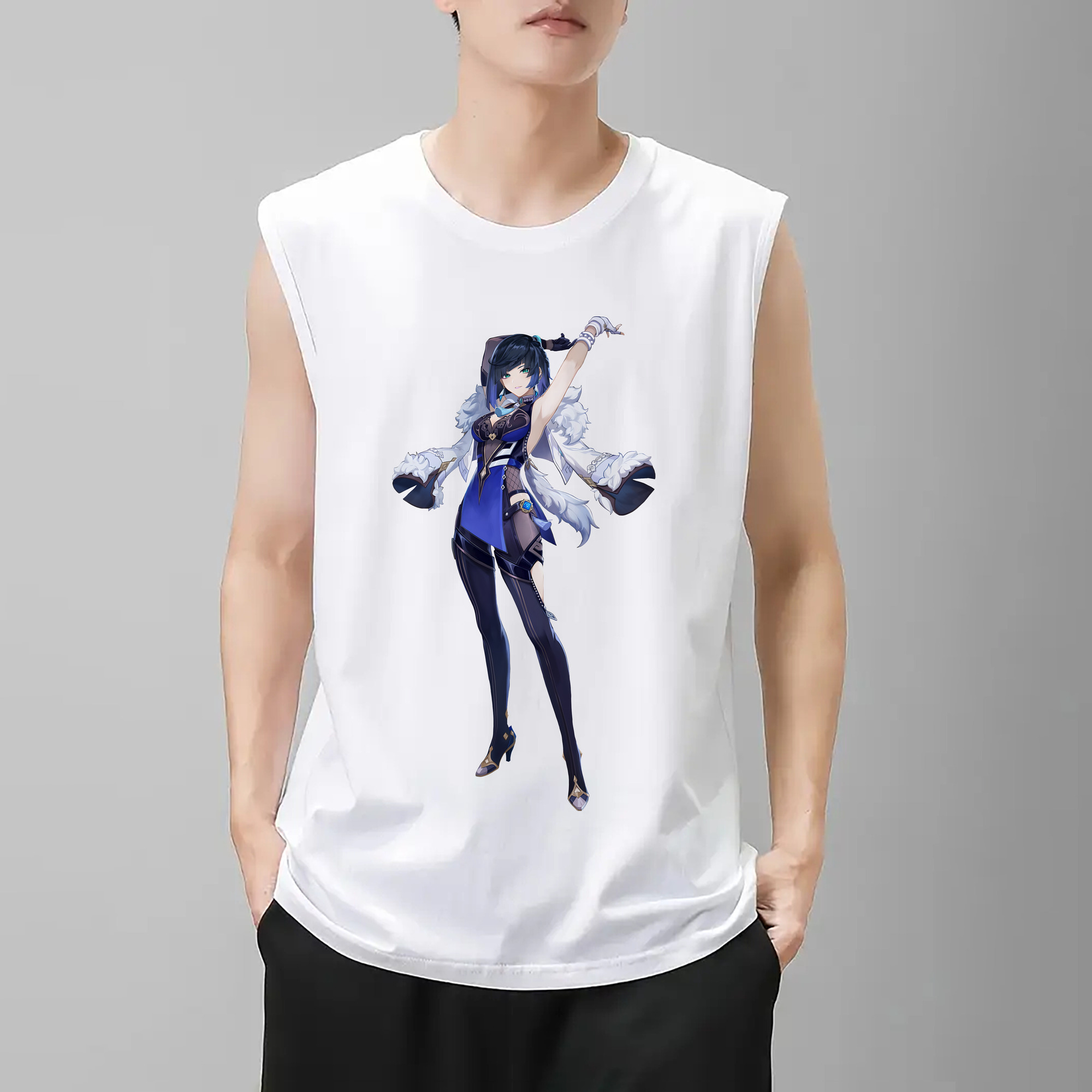 げんし神 夜兰 やらん genshin Yaran コットン100％タンクトップ（フロントプリント）