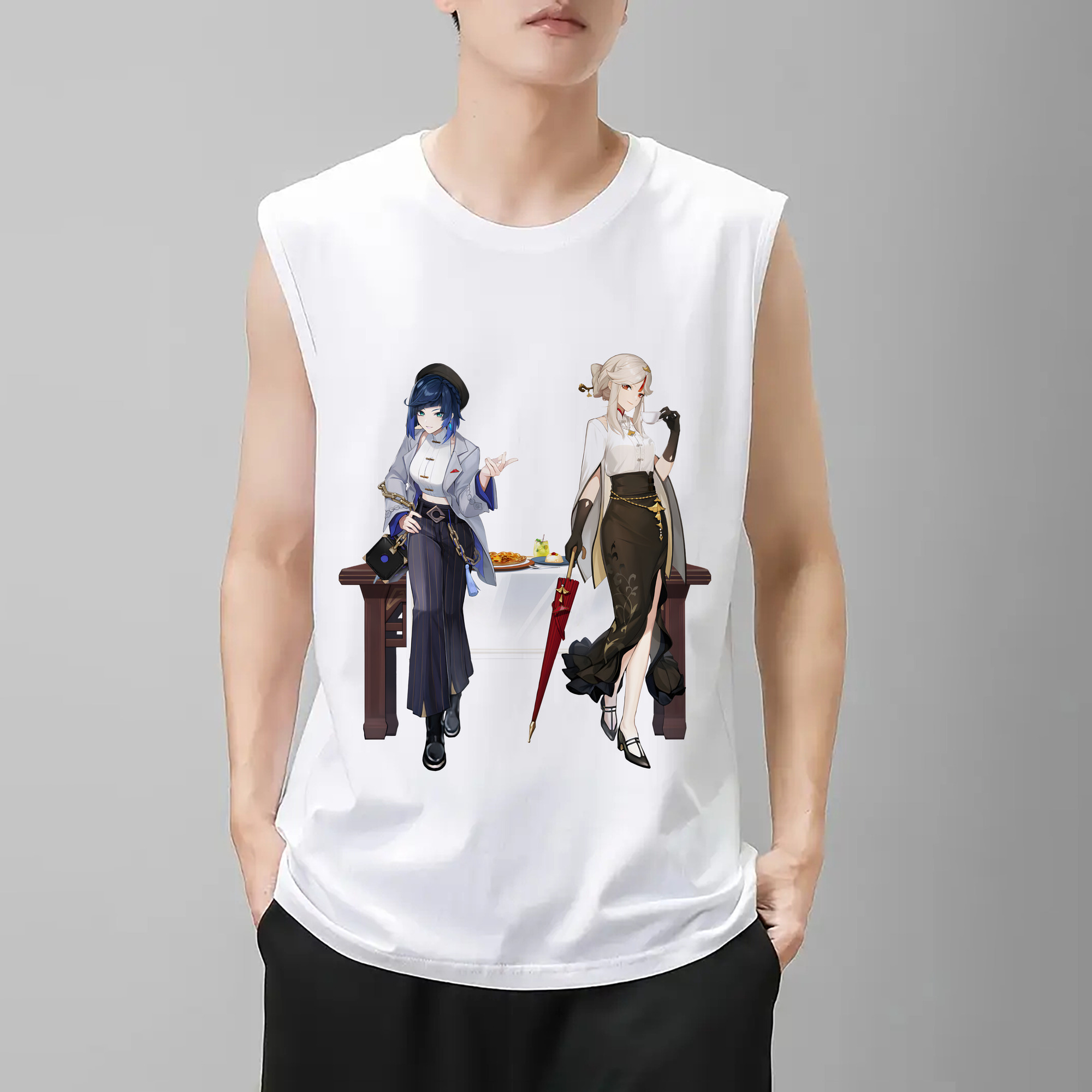 げんし神 夜兰 やらん genshin Yaran コットン100％タンクトップ（フロントプリント）