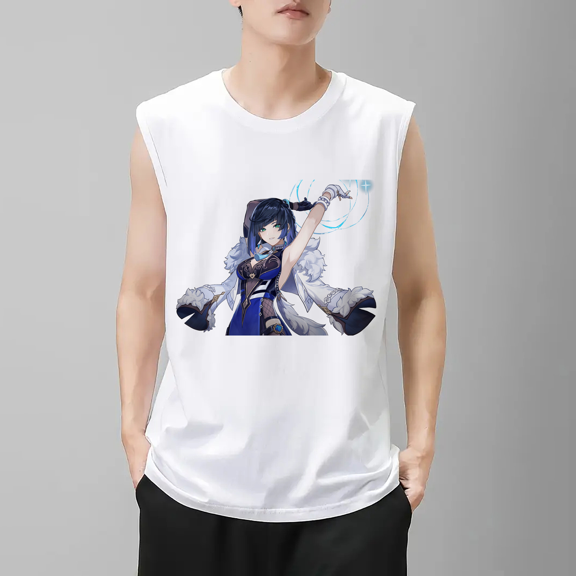 げんし神 夜兰 やらん genshin Yaran コットン100％タンクトップ（フロントプリント）