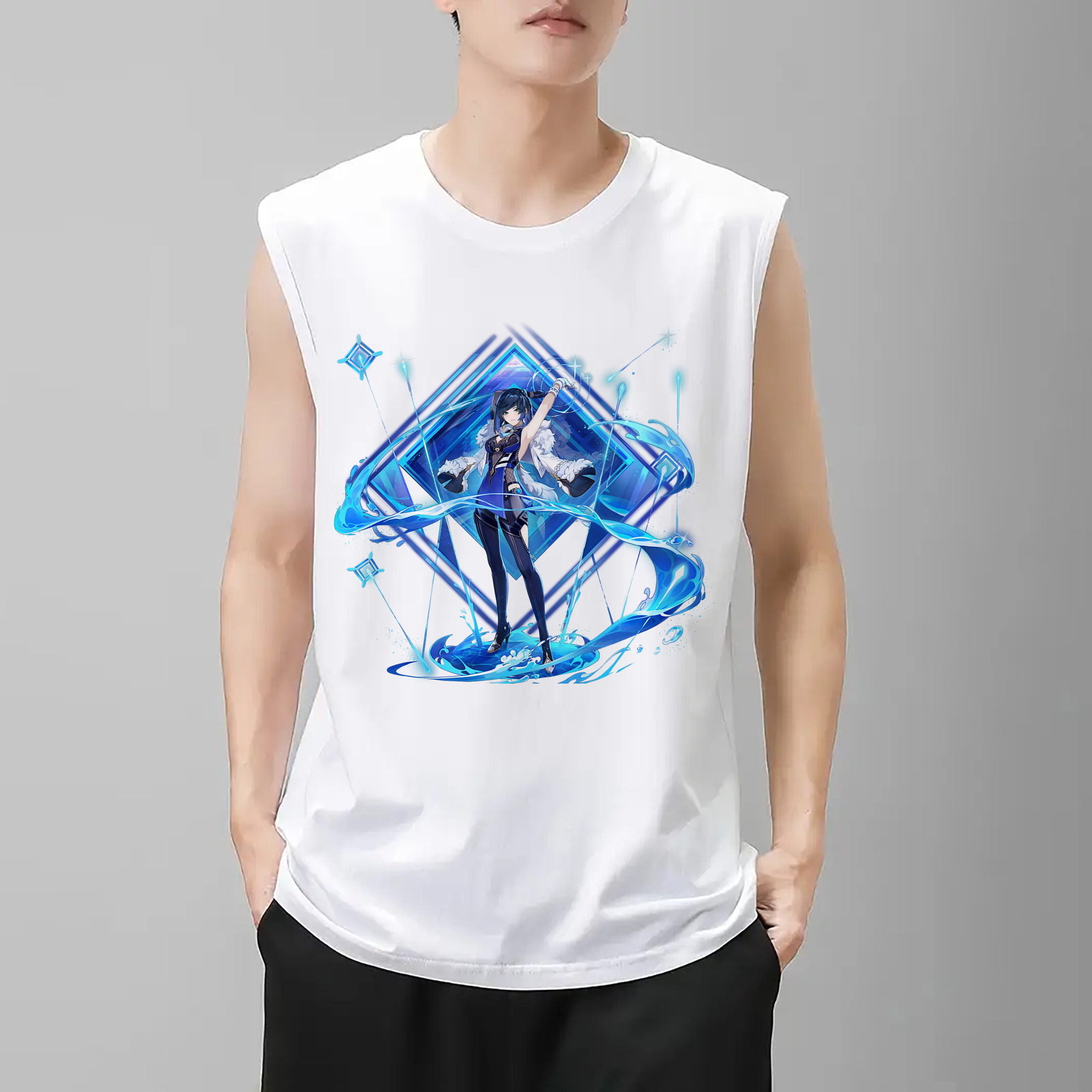 げんし神 夜兰 やらん genshin Yaran コットン100％タンクトップ（フロントプリント）
