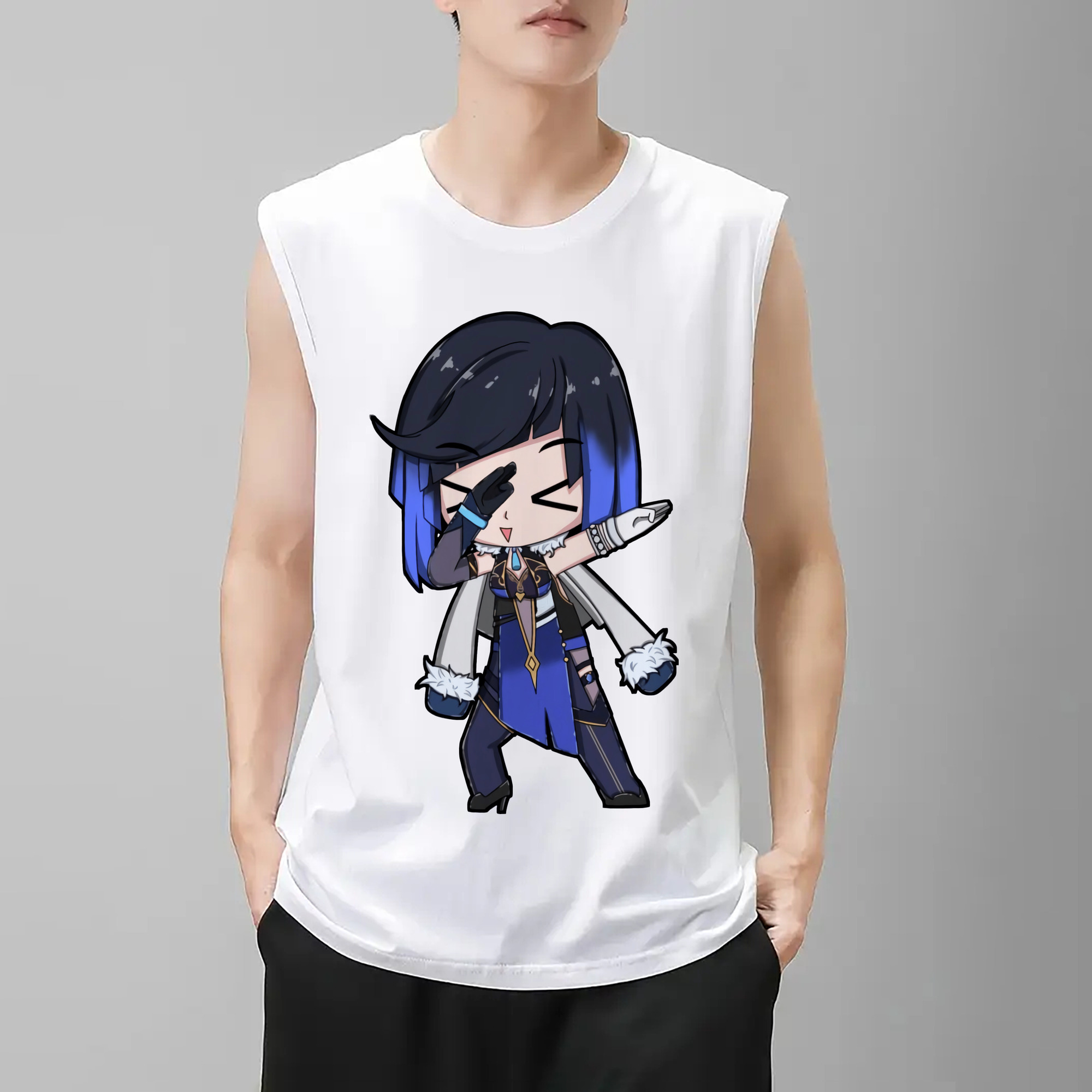 げんし神 夜兰 やらん genshin Yaran コットン100％タンクトップ（フロントプリント）