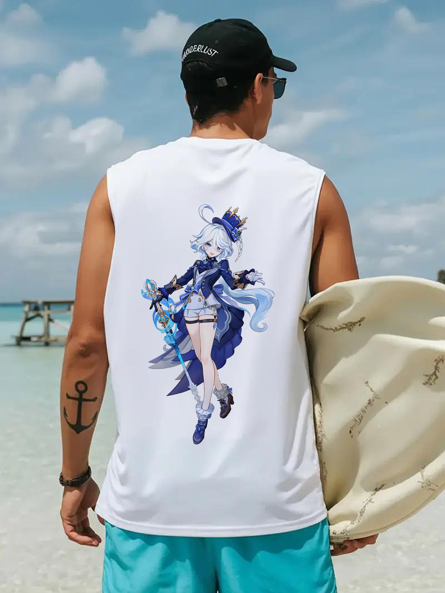 げんし神 フリーナ genshin Furina コットン100％タンクトップ（背面プリント）