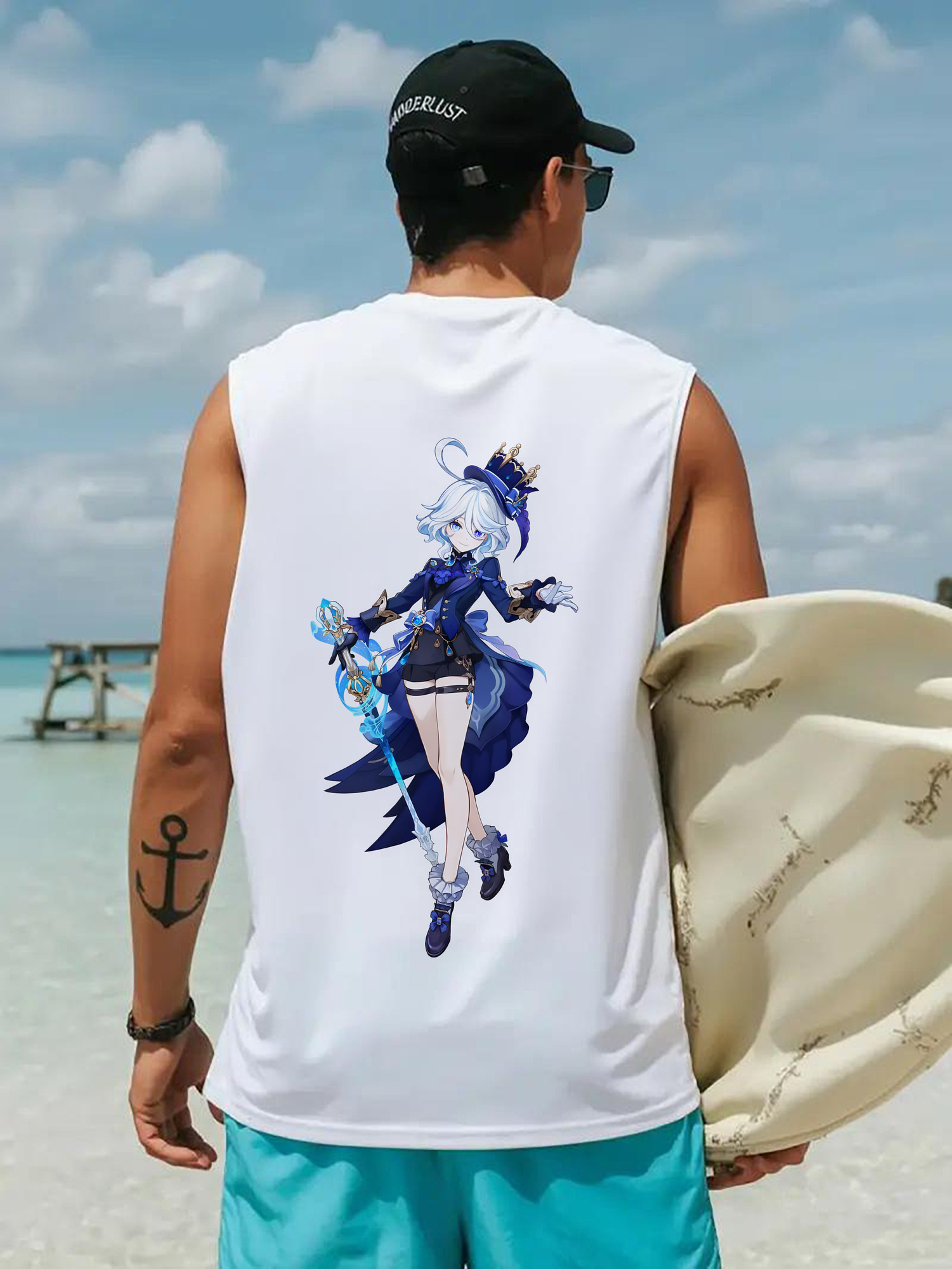 げんし神 フリーナ genshin Furina コットン100％タンクトップ（背面プリント）