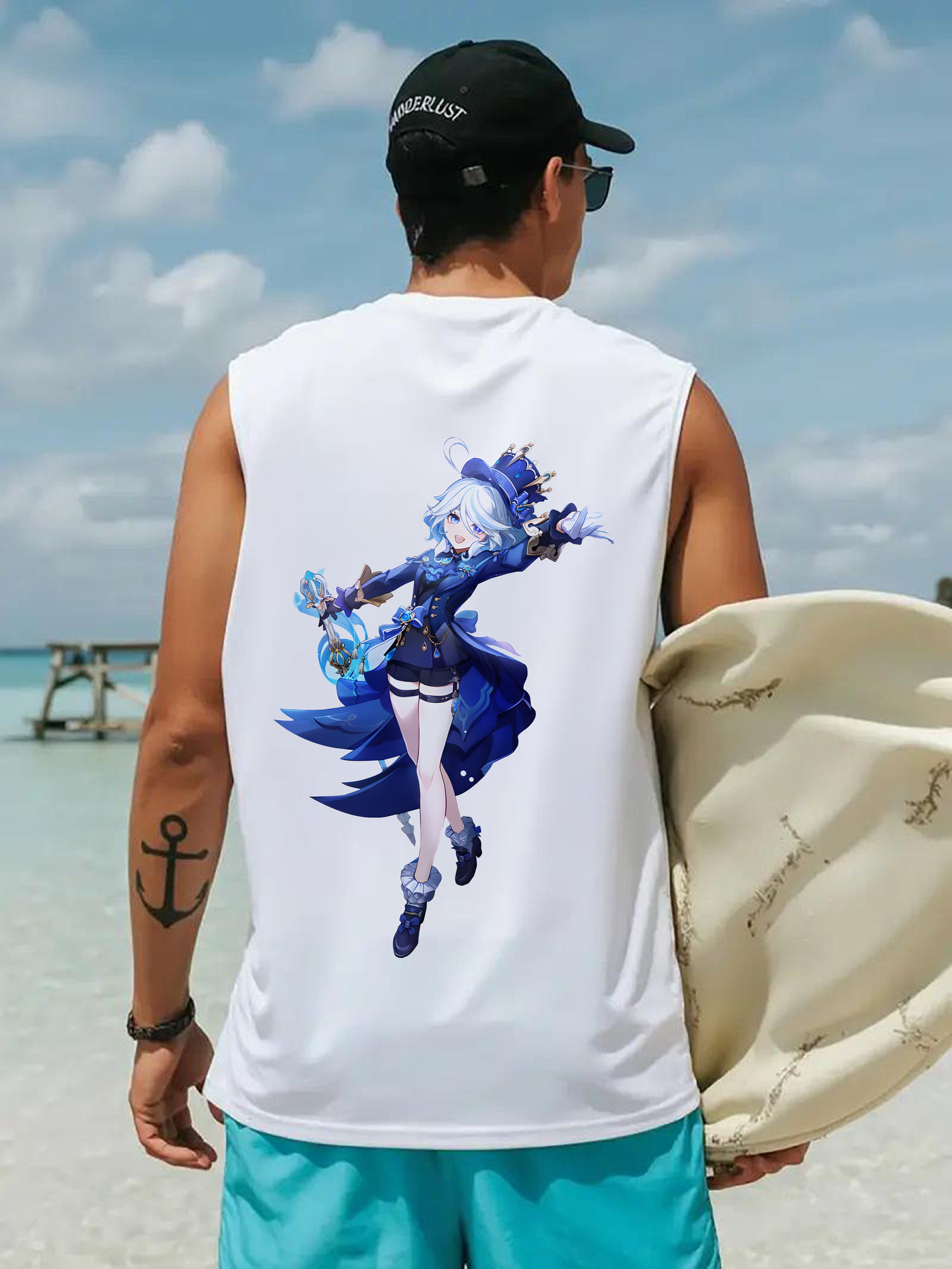 げんし神 フリーナ genshin Furina コットン100％タンクトップ（背面プリント）