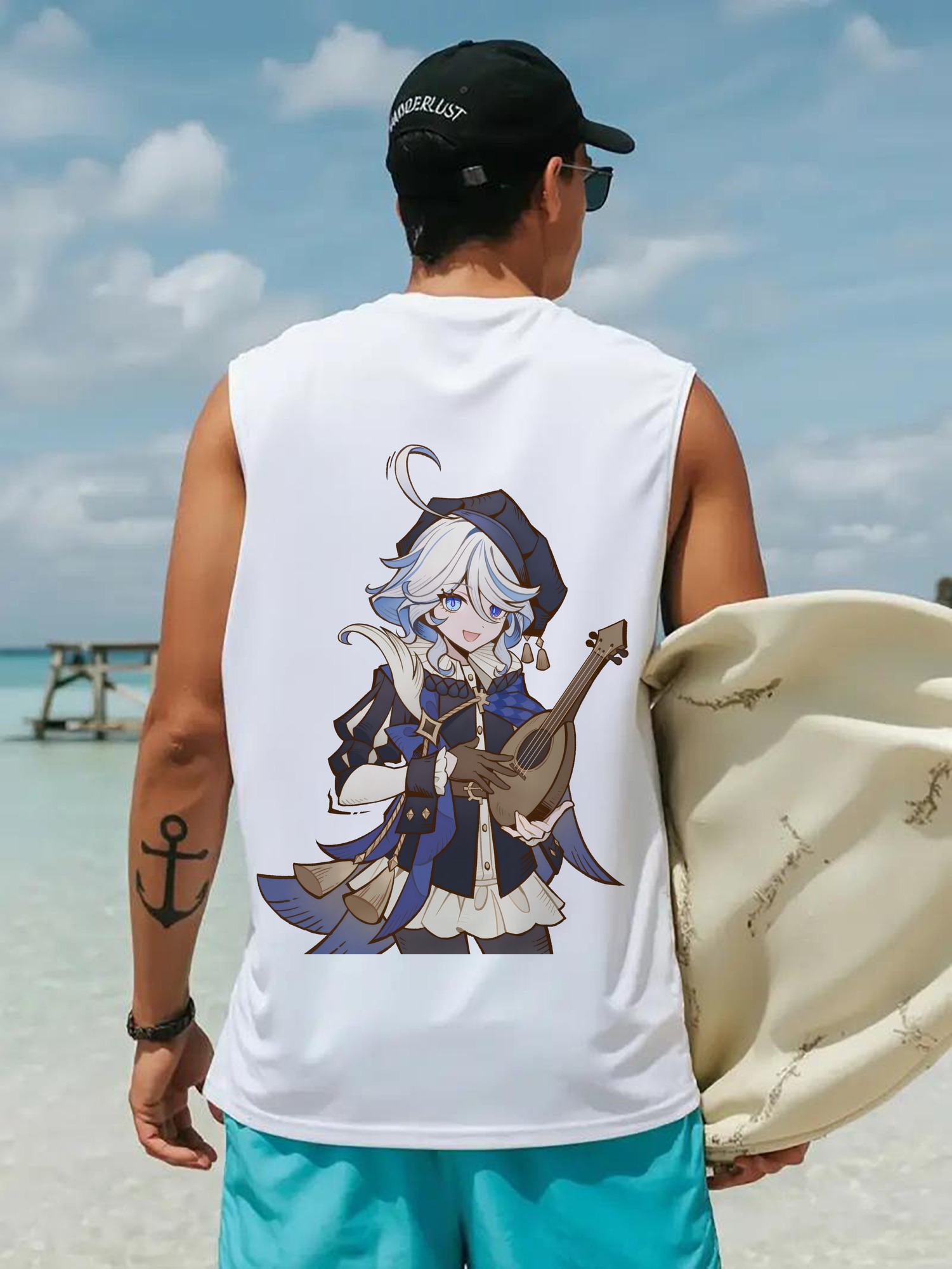 げんし神 フリーナ genshin Furina コットン100％タンクトップ（背面プリント）