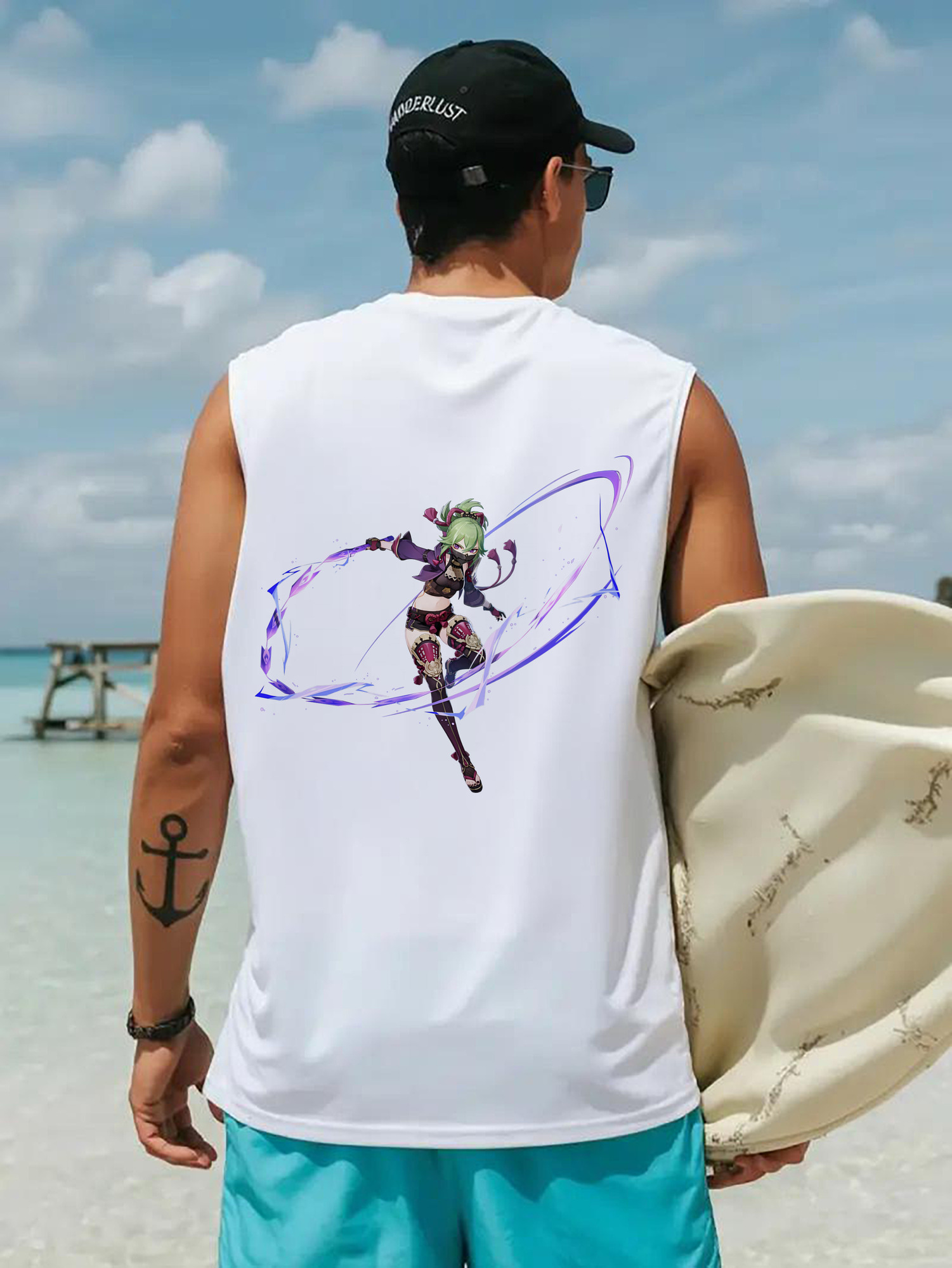 げんし神  久岐忍 くき しのぶ genshin Kuki Shinobu コットン100％タンクトップ（背面プリント）