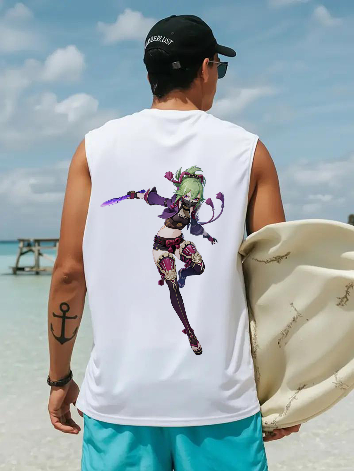 げんし神  久岐忍 くき しのぶ genshin Kuki Shinobu コットン100％タンクトップ（背面プリント）