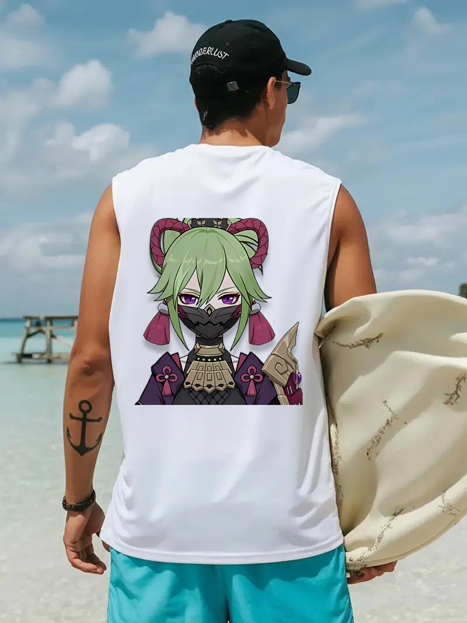 げんし神  久岐忍 くき しのぶ genshin Kuki Shinobu コットン100％タンクトップ（背面プリント）