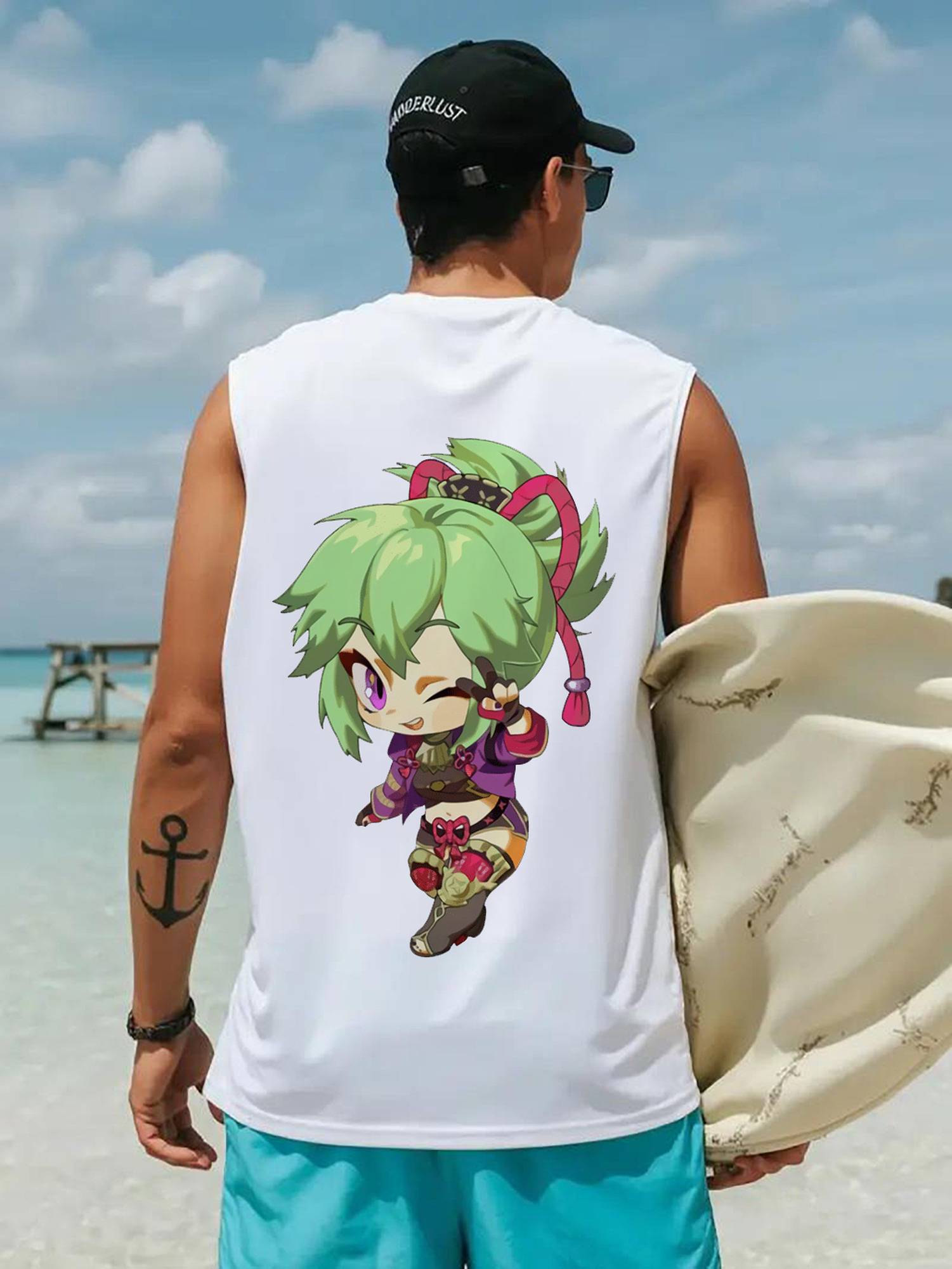 げんし神  久岐忍 くき しのぶ genshin Kuki Shinobu コットン100％タンクトップ（背面プリント）