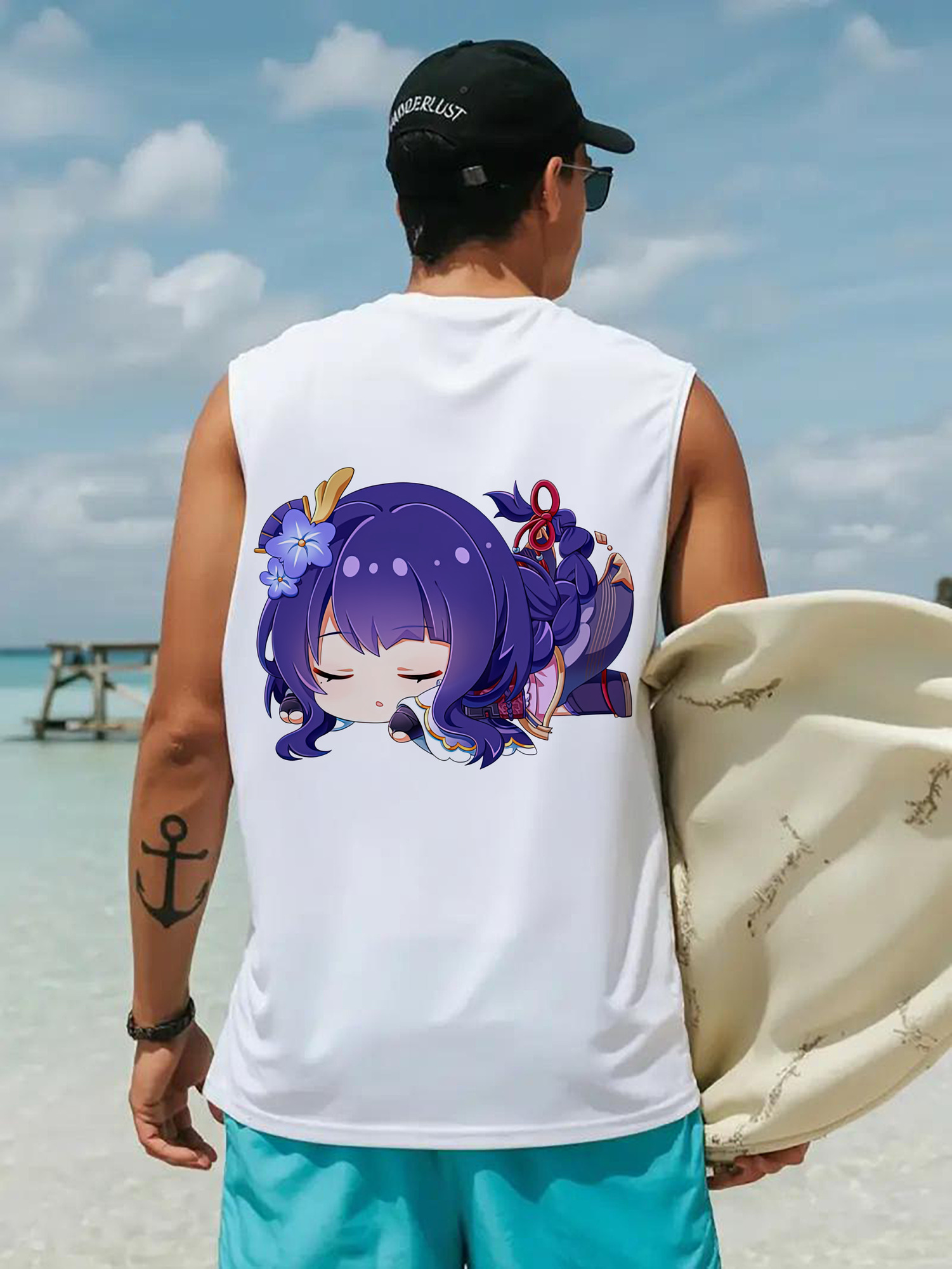 げんし神 雷電将軍 らいでんしょうぐん genshin Raiden Shogun コットン100％タンクトップ（背面プリント）