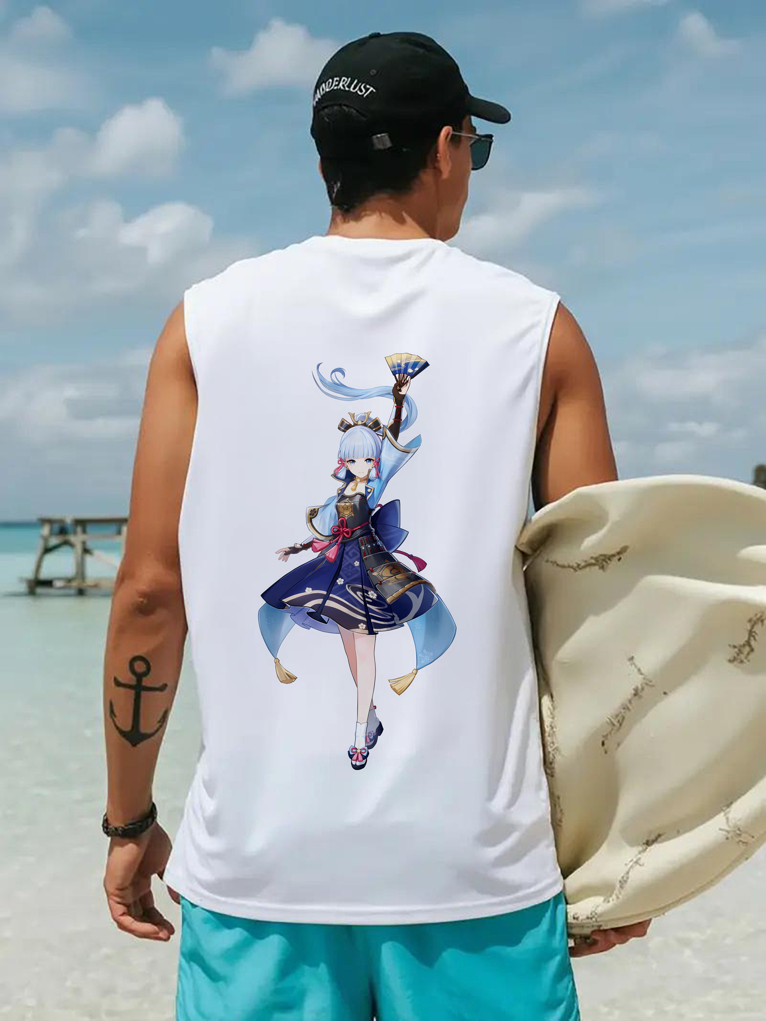 げんし神 神里綾華 神宮寺レン genshin Kamimiya Ren コットン100％タンクトップ（背面プリント）