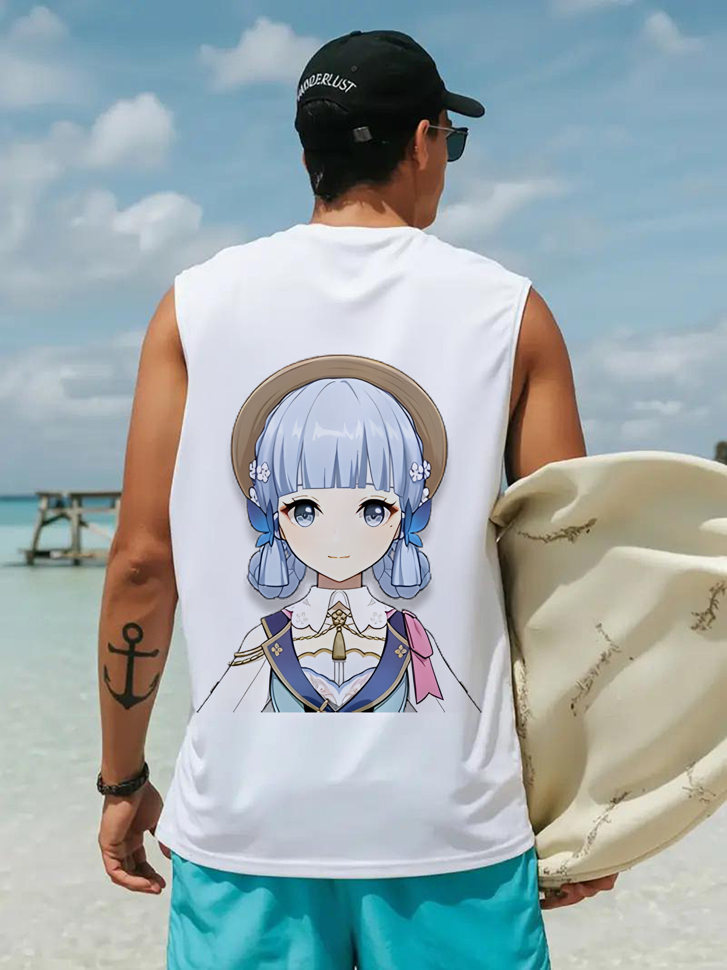 げんし神 神里綾華 神宮寺レン genshin Kamimiya Ren コットン100％タンクトップ（背面プリント）