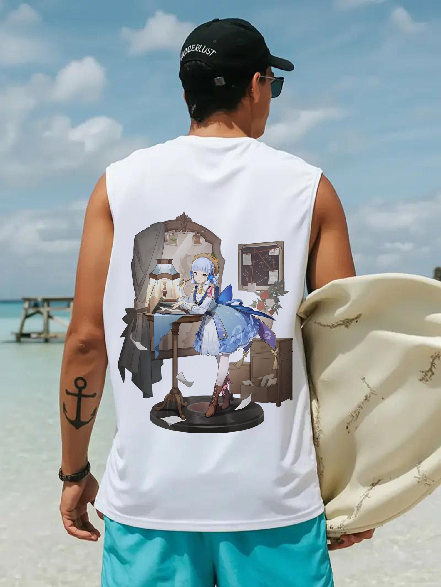 げんし神 神里綾華 神宮寺レン genshin Kamimiya Ren コットン100％タンクトップ（背面プリント）