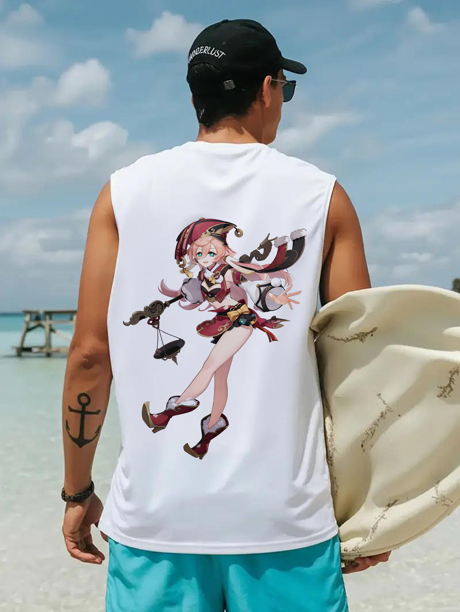 げんし神 ヤンフェイ genshin Yanfei コットン100％タンクトップ（背面プリント）