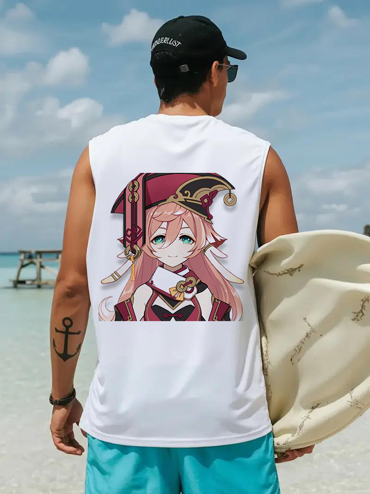 げんし神 ヤンフェイ genshin Yanfei コットン100％タンクトップ（背面プリント）