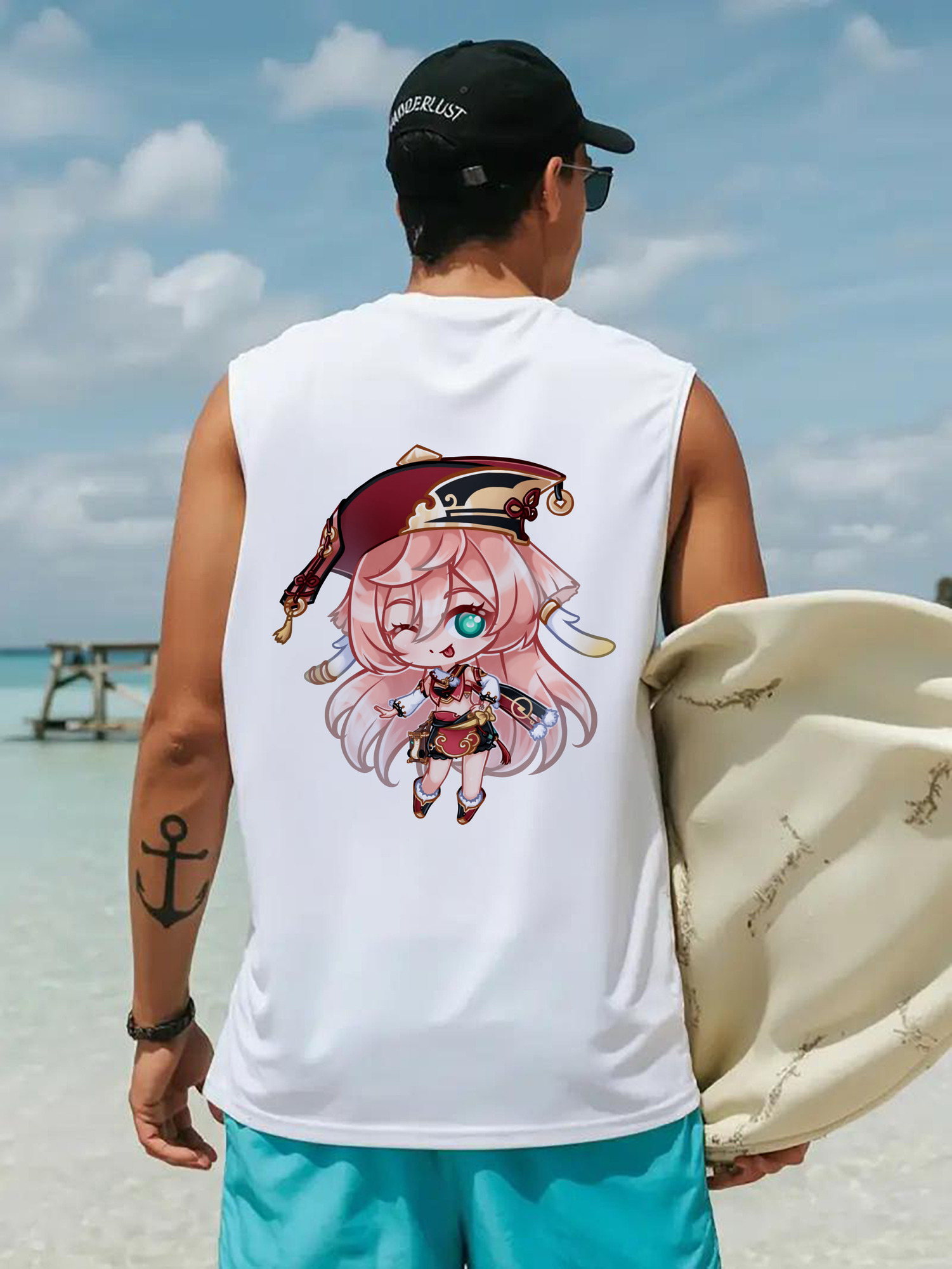 げんし神 ヤンフェイ genshin Yanfei コットン100％タンクトップ（背面プリント）