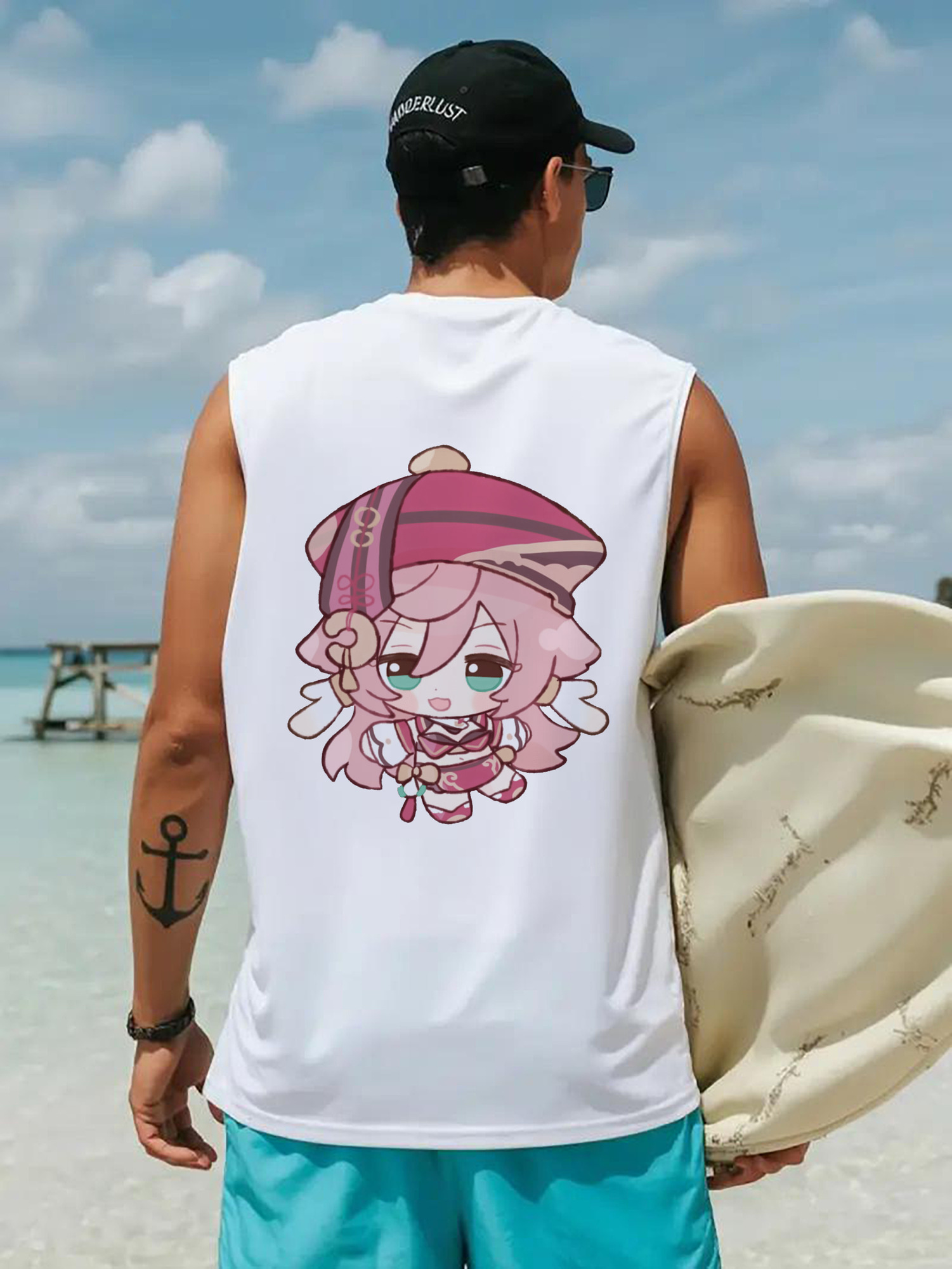 げんし神 ヤンフェイ genshin Yanfei コットン100％タンクトップ（背面プリント）