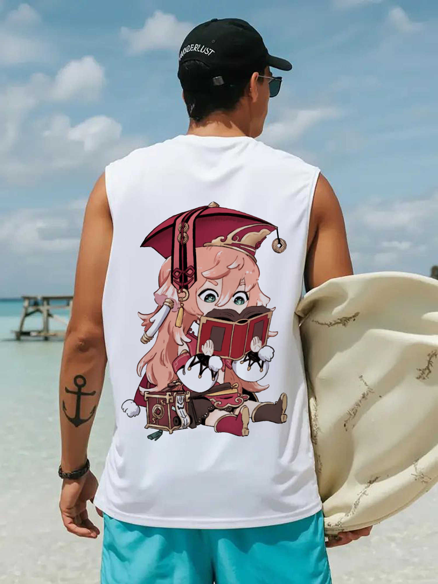 げんし神 ヤンフェイ genshin Yanfei コットン100％タンクトップ（背面プリント）