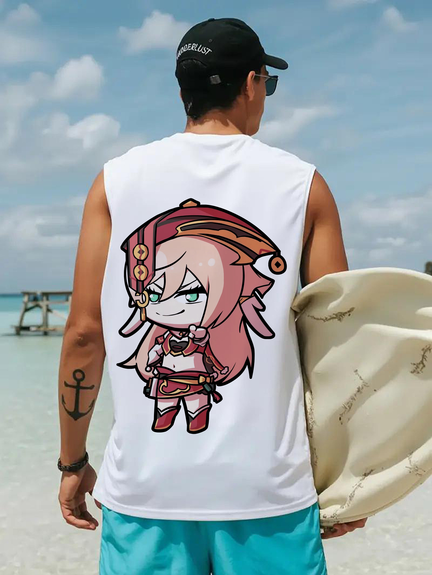 げんし神 ヤンフェイ genshin Yanfei コットン100％タンクトップ（背面プリント）