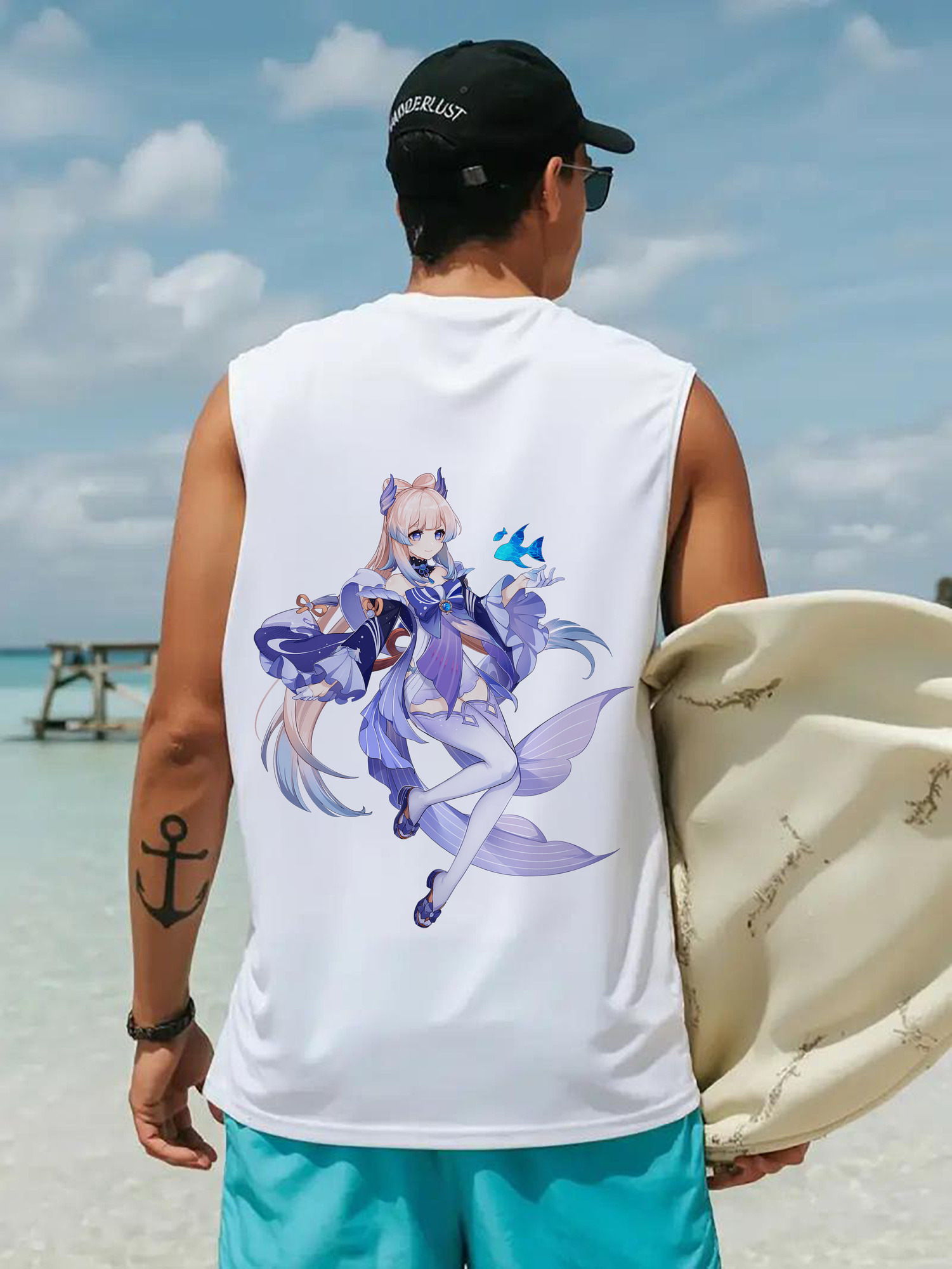 げんし神 珊瑚宮心海 サンゴノミヤ・ココミ genshin Sangonomiya Kokomi コットン100％タンクトップ（背面プリント）