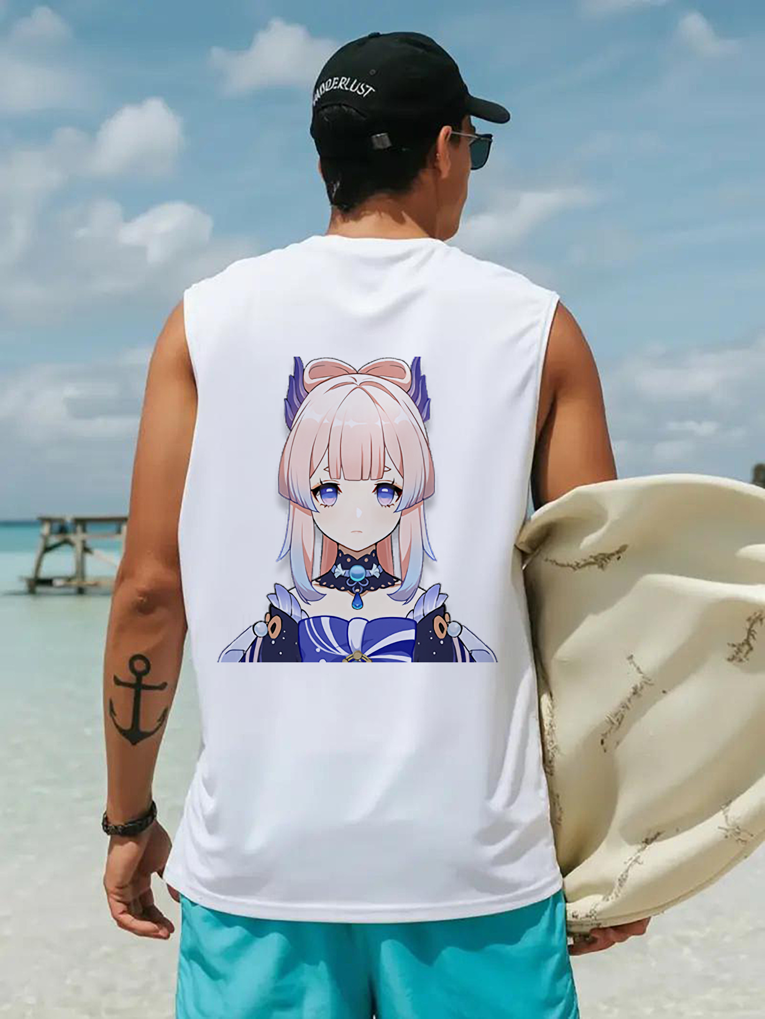 げんし神 珊瑚宮心海 サンゴノミヤ・ココミ genshin Sangonomiya Kokomi コットン100％タンクトップ（背面プリント）