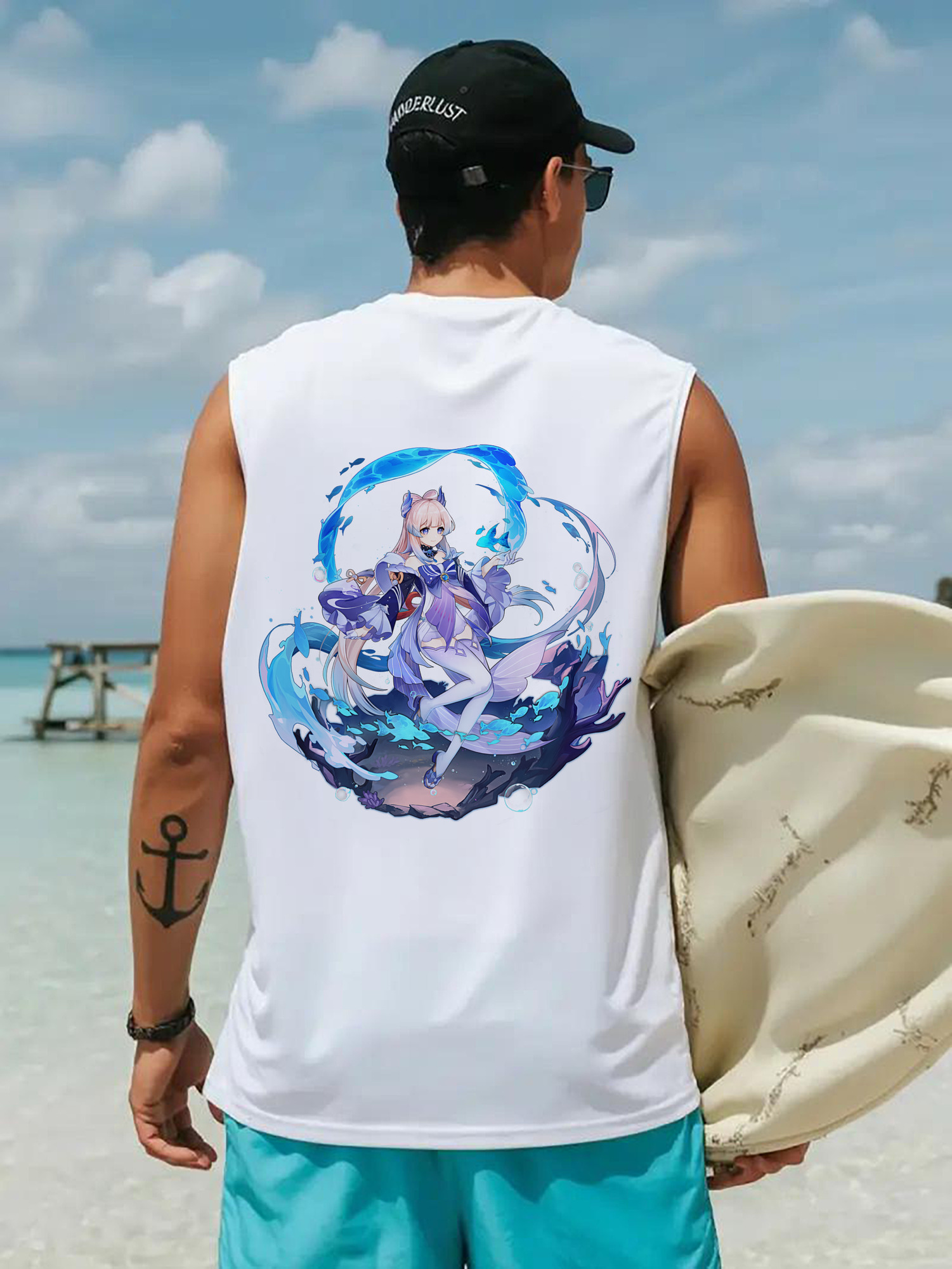 げんし神 珊瑚宮心海 サンゴノミヤ・ココミ genshin Sangonomiya Kokomi コットン100％タンクトップ（背面プリント）