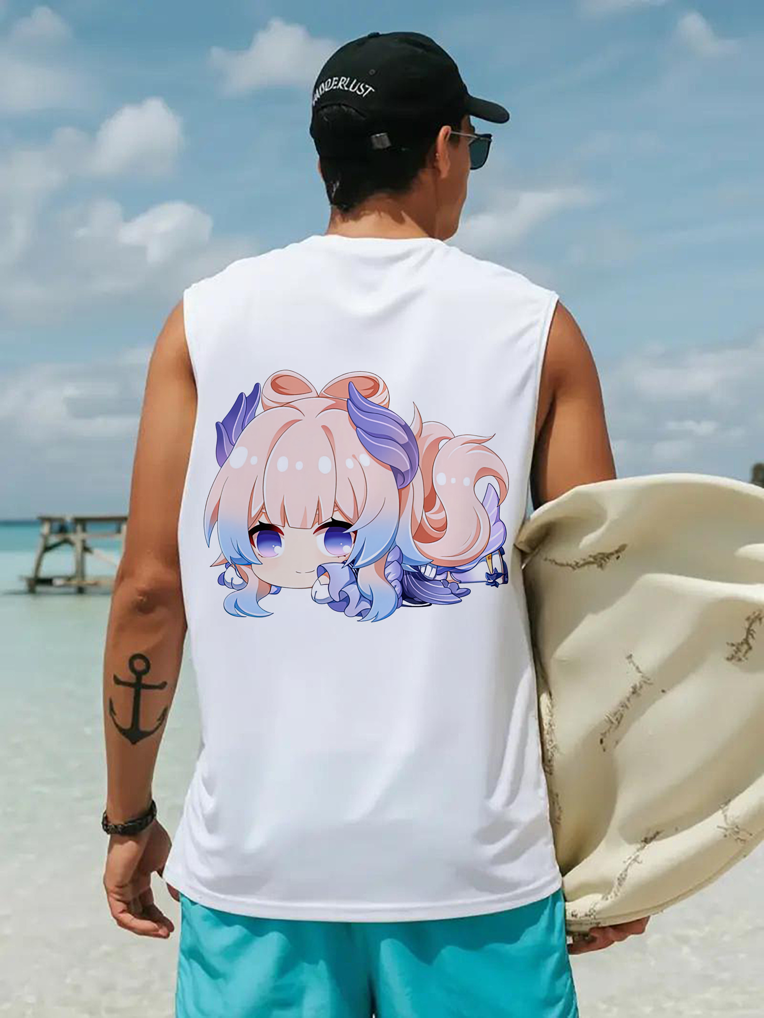 げんし神 珊瑚宮心海 サンゴノミヤ・ココミ genshin Sangonomiya Kokomi コットン100％タンクトップ（背面プリント）