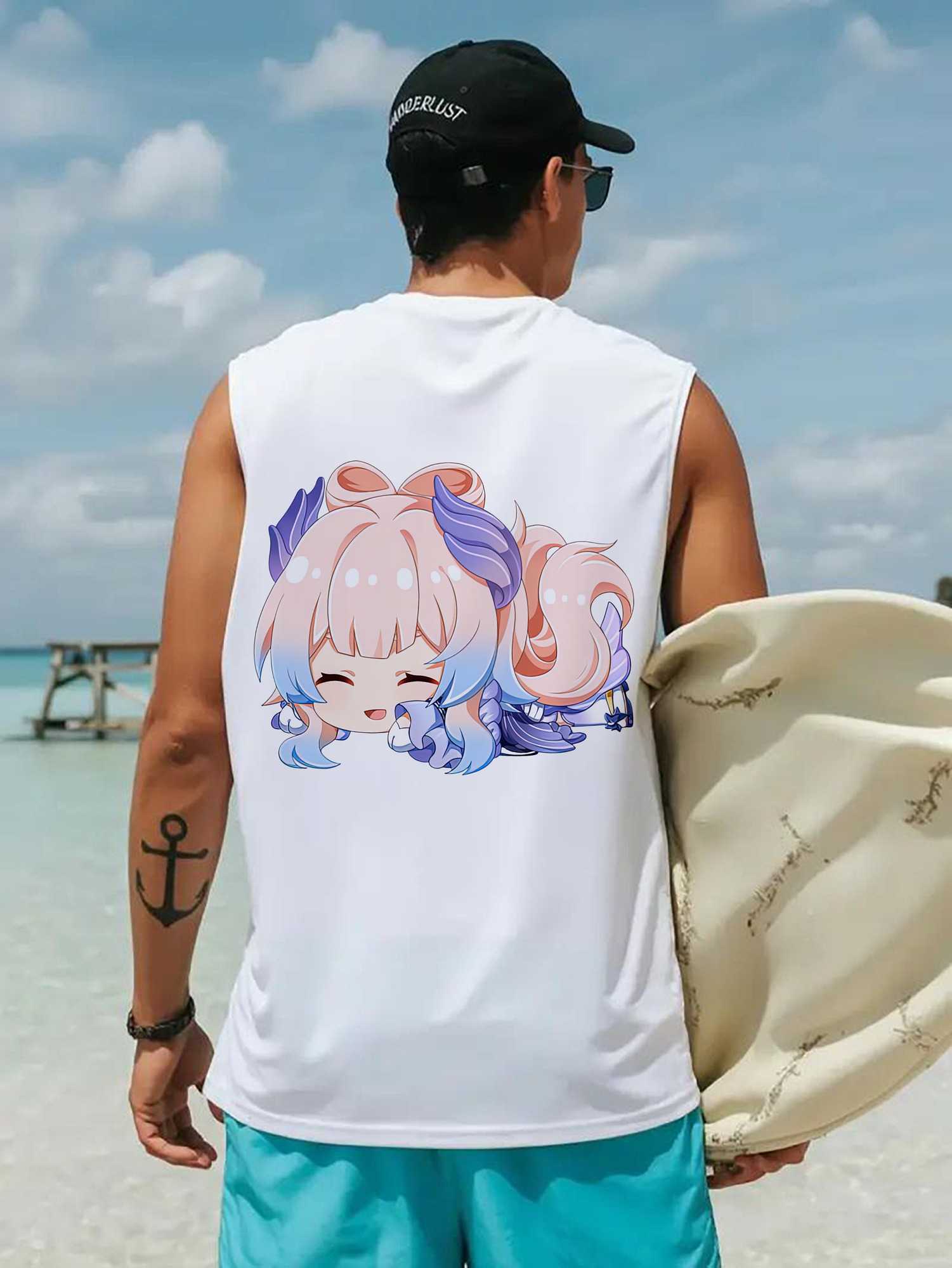 げんし神 珊瑚宮心海 サンゴノミヤ・ココミ genshin Sangonomiya Kokomi コットン100％タンクトップ（背面プリント）