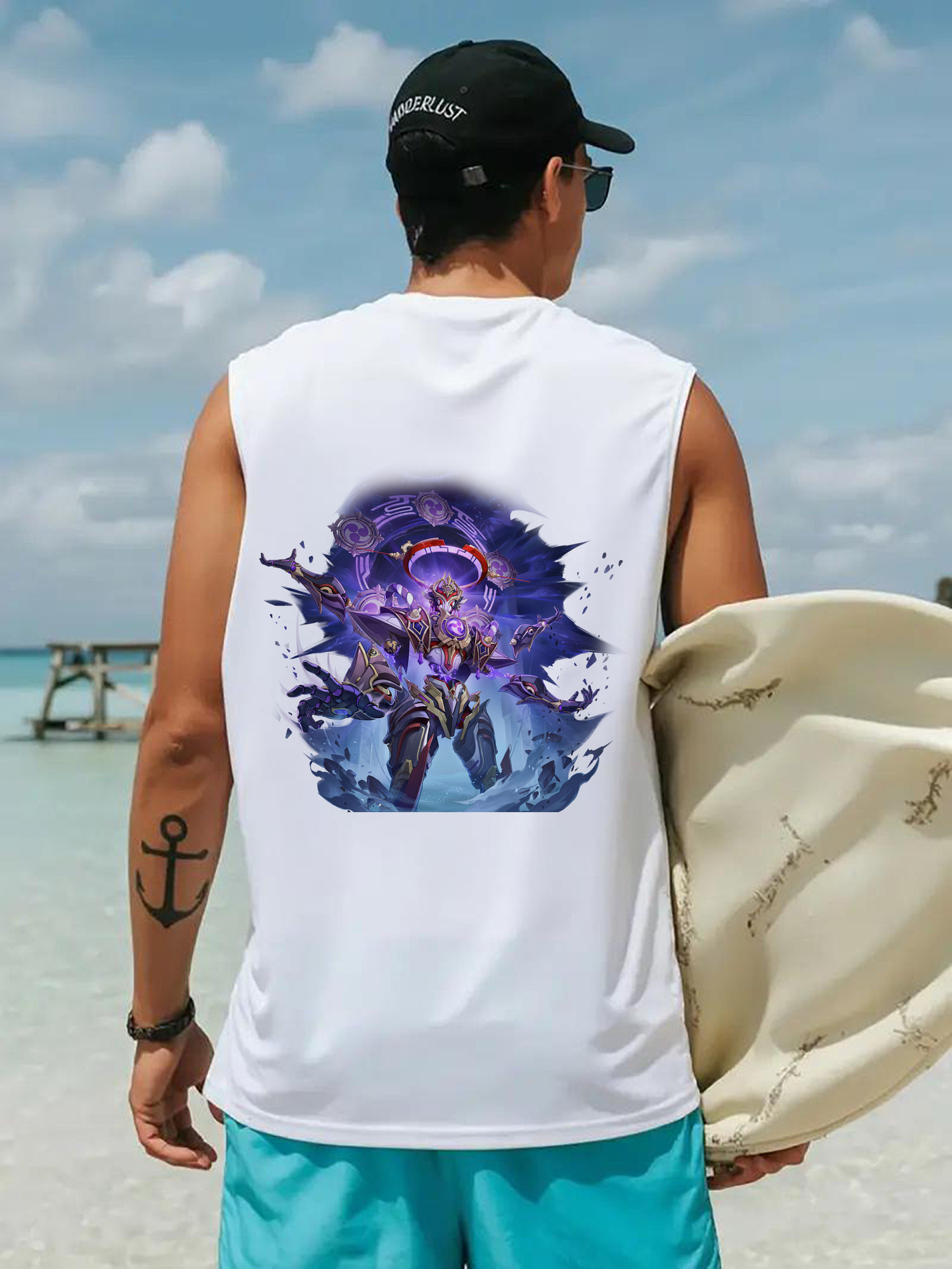 げんし神 さんペい genshin Sanpei コットン100％タンクトップ（背面プリント）